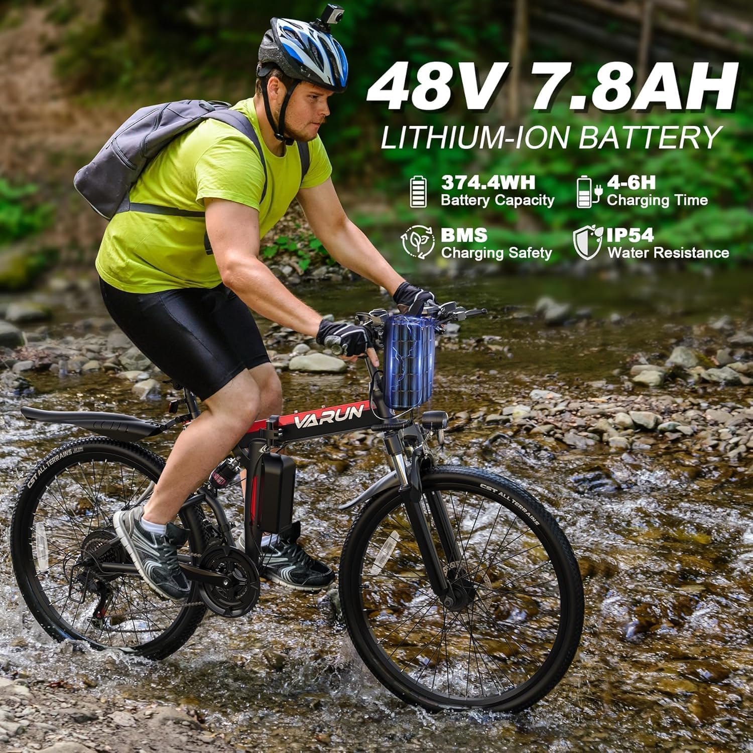 750W Folding E-Bike, 48V Battery, 20+MPH, 50 Miles