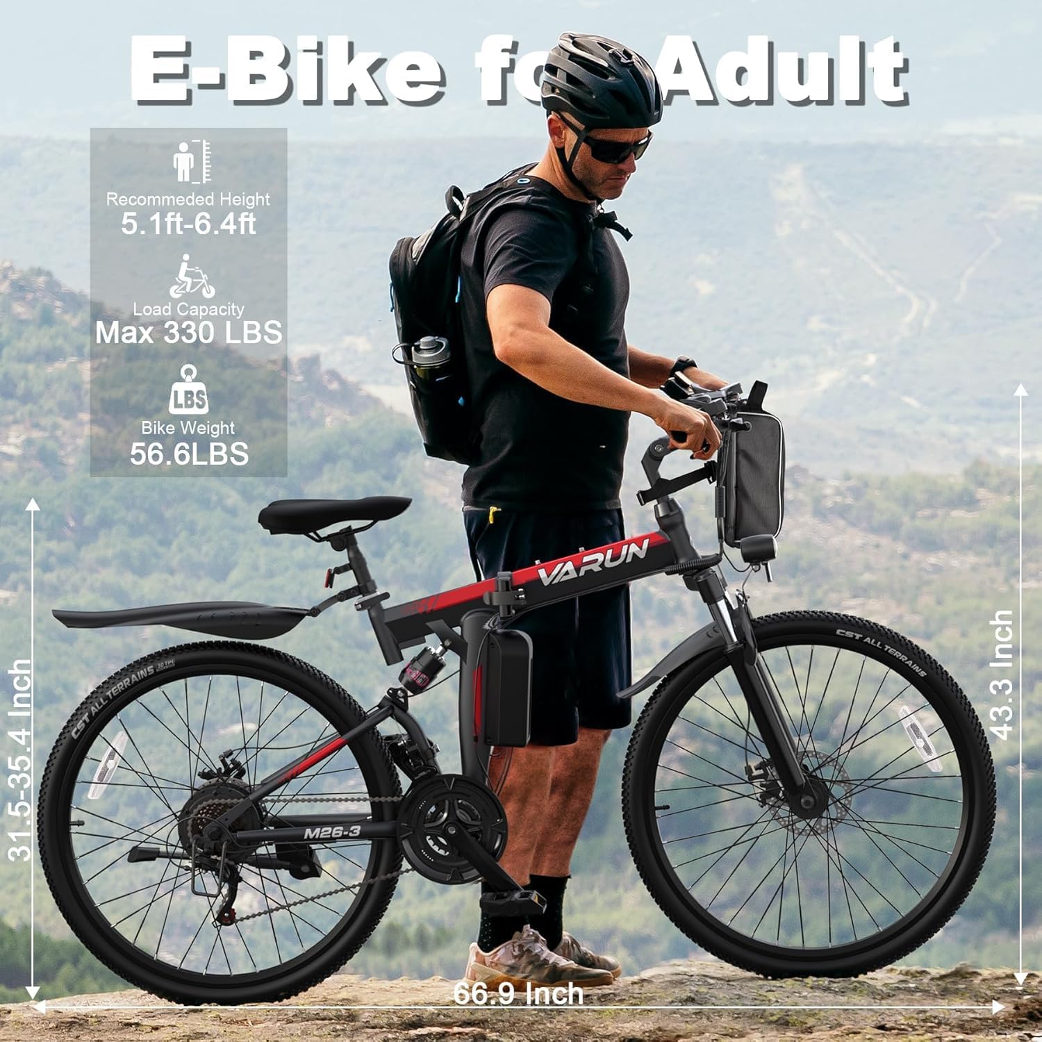 750W Folding E-Bike, 48V Battery, 20+MPH, 50 Miles