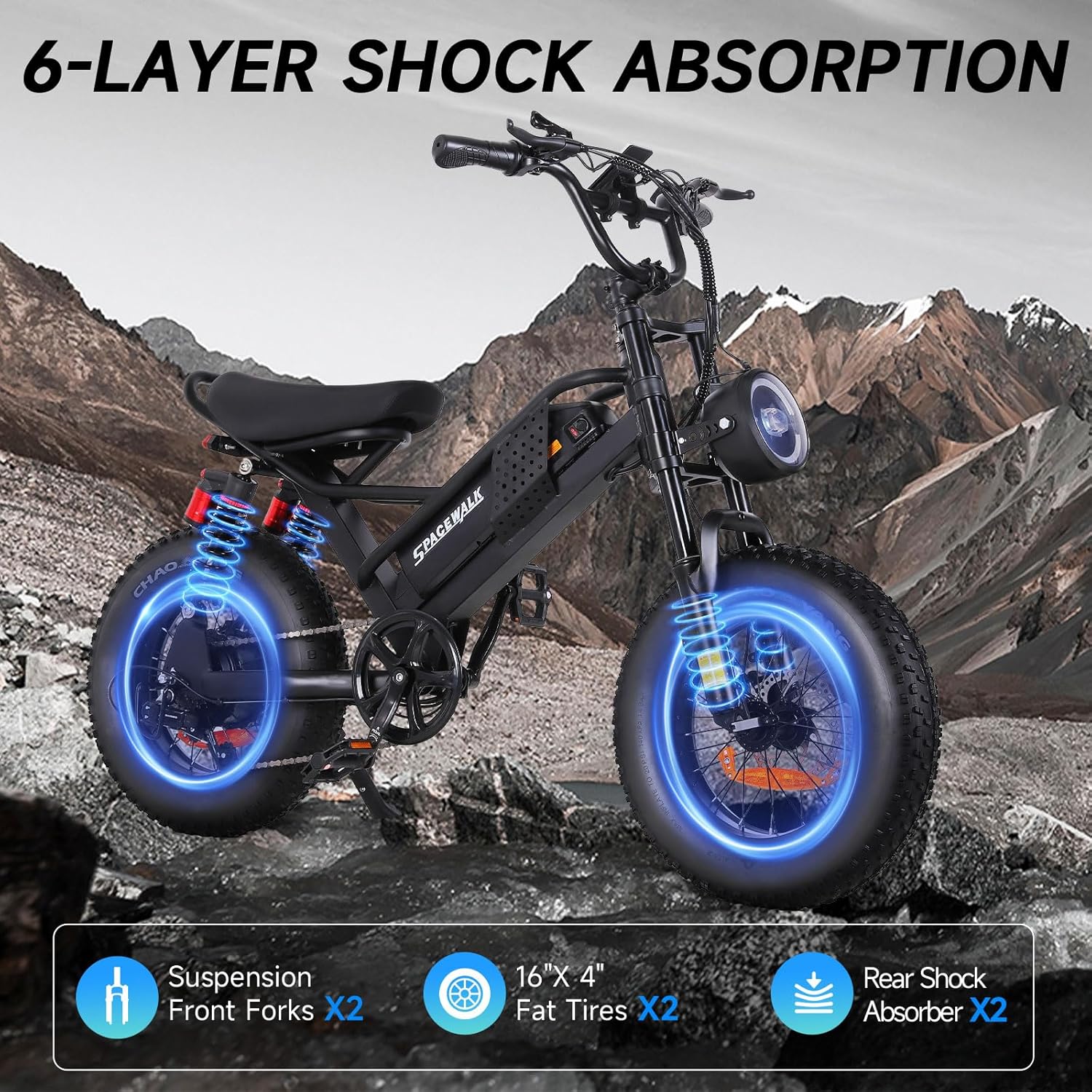16" 750W Mini Electric Bike, 48V/15AH Battery