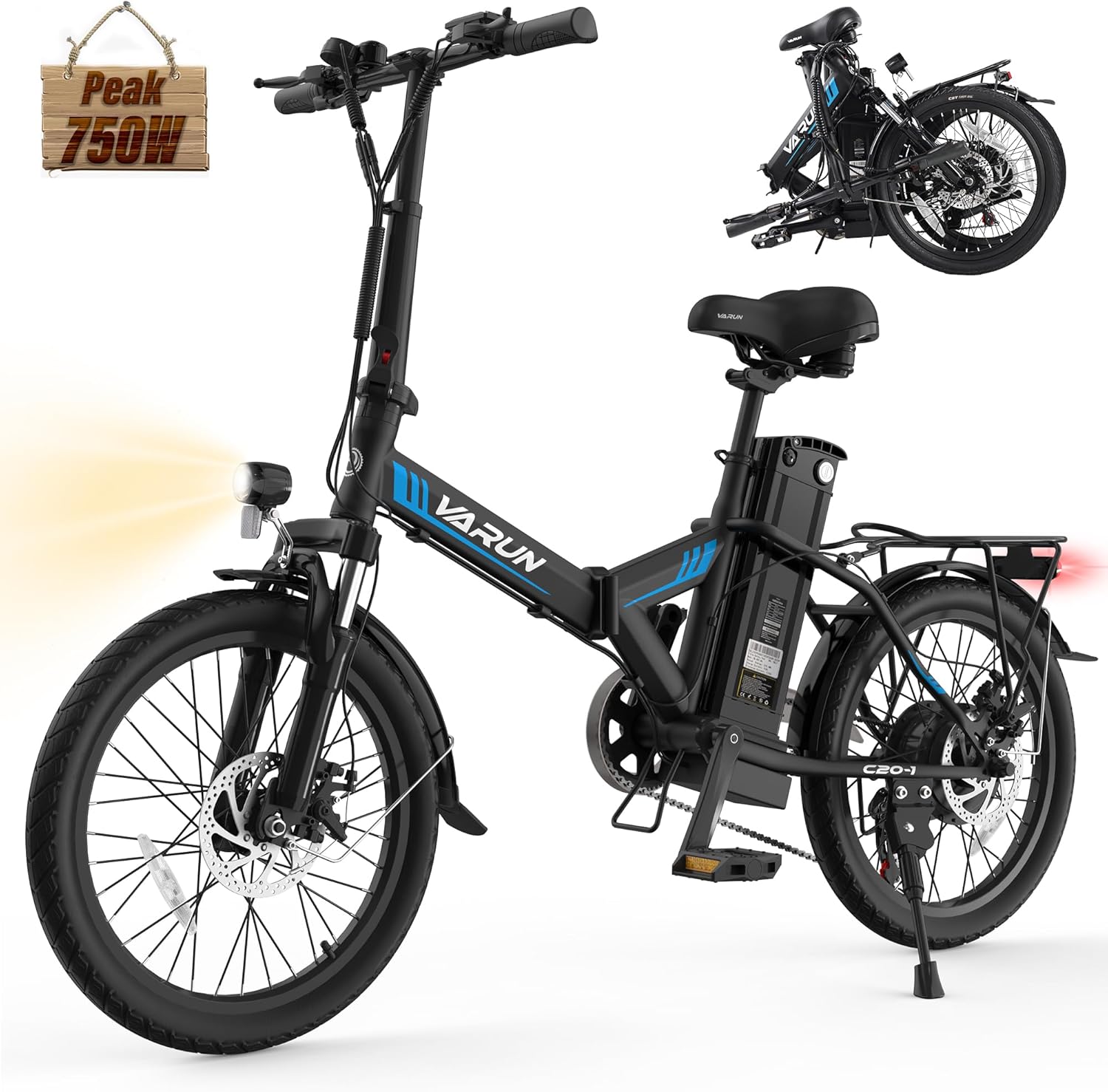 750W 20" Folding E-Bike, 48V Battery