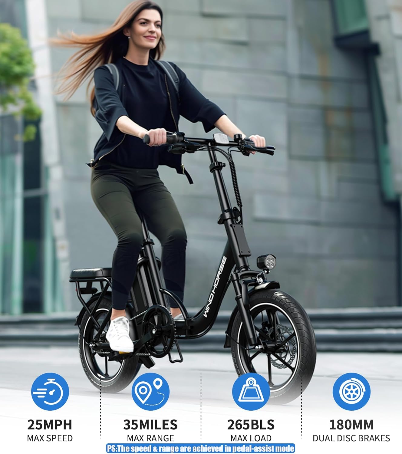 630W E-Bike, Dual Disc Brakes, 35 Miles Range