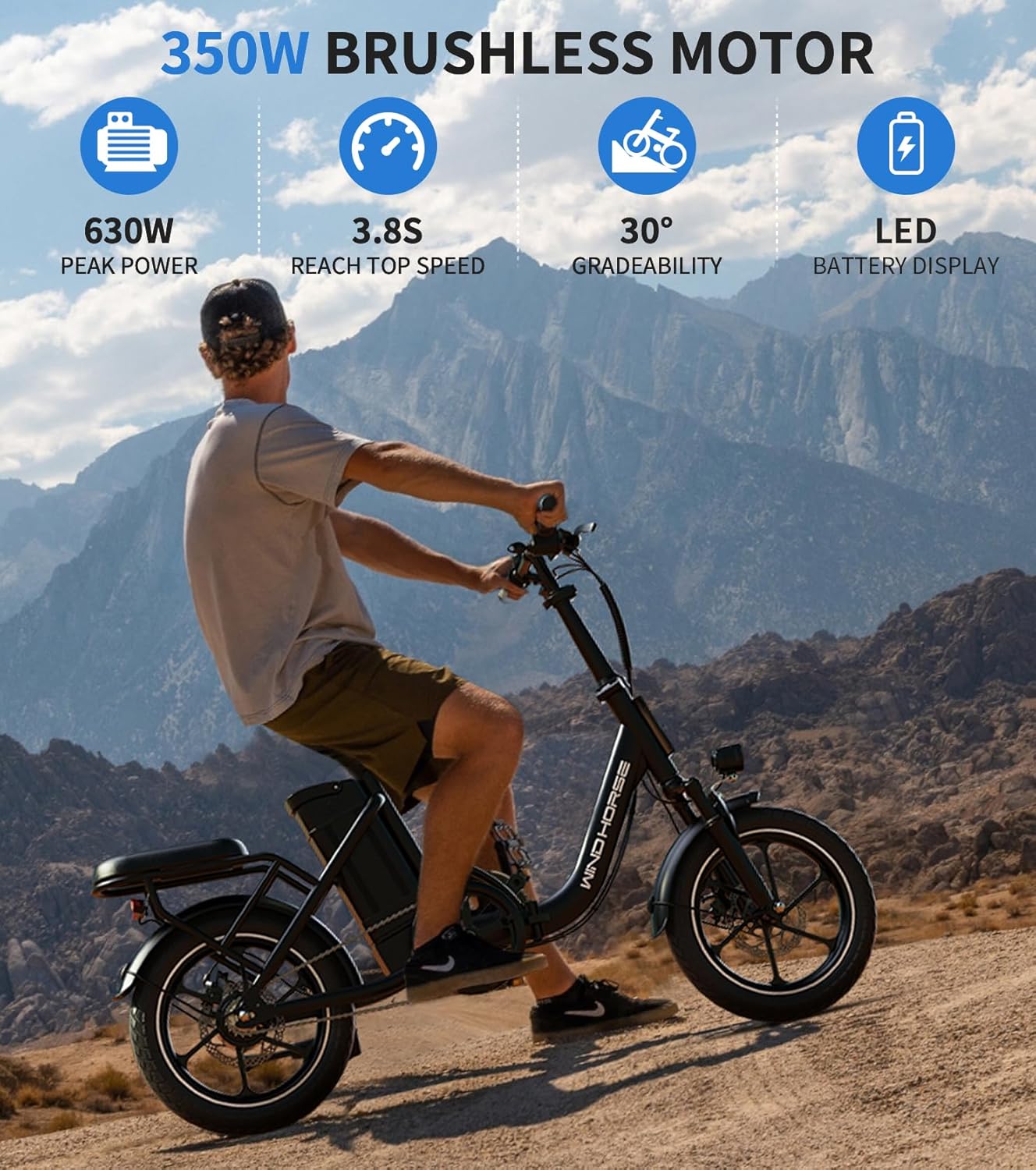 630W E-Bike, Dual Disc Brakes, 35 Miles Range