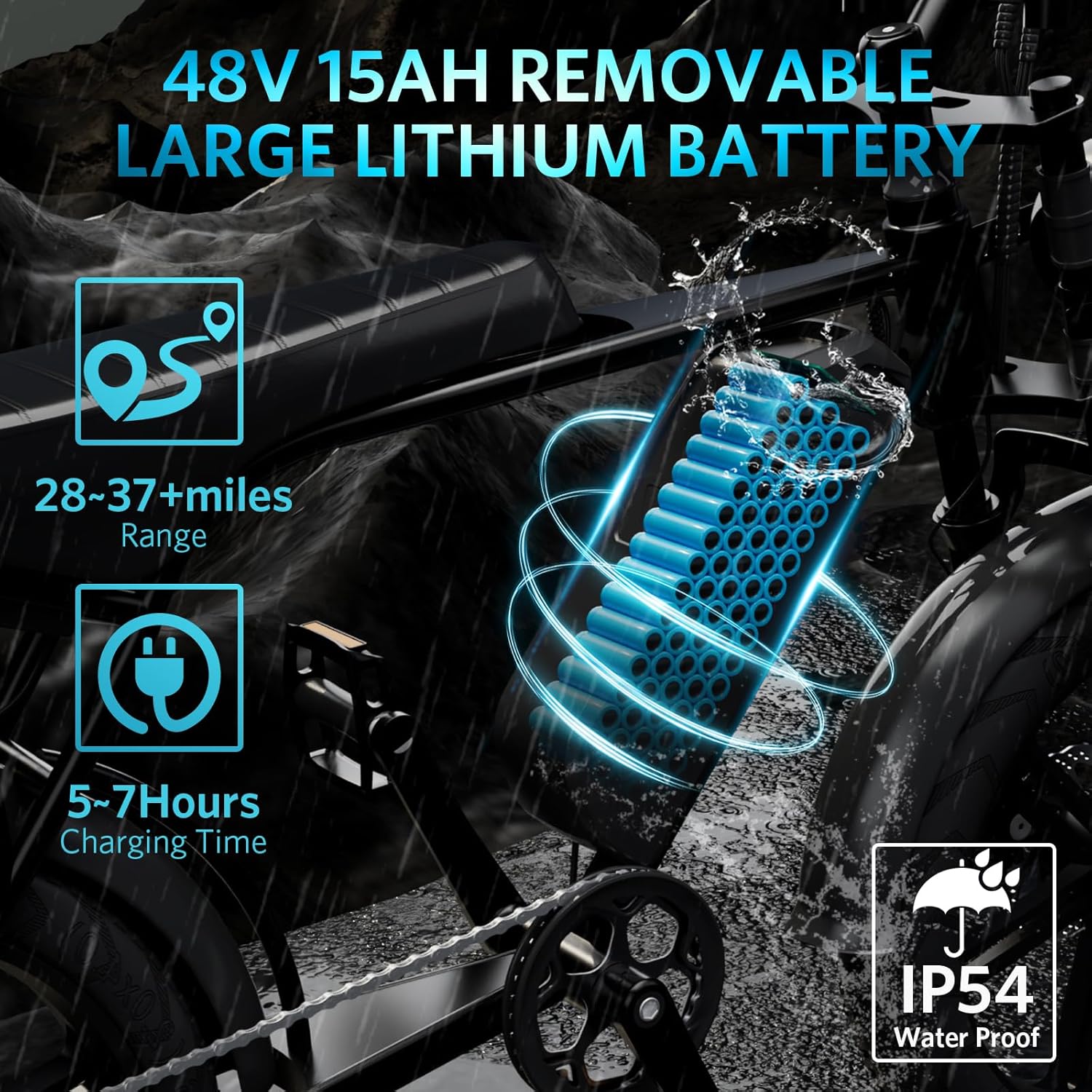 750W Fat Tire E-Bike, 48V 15Ah Battery, 7 Speed