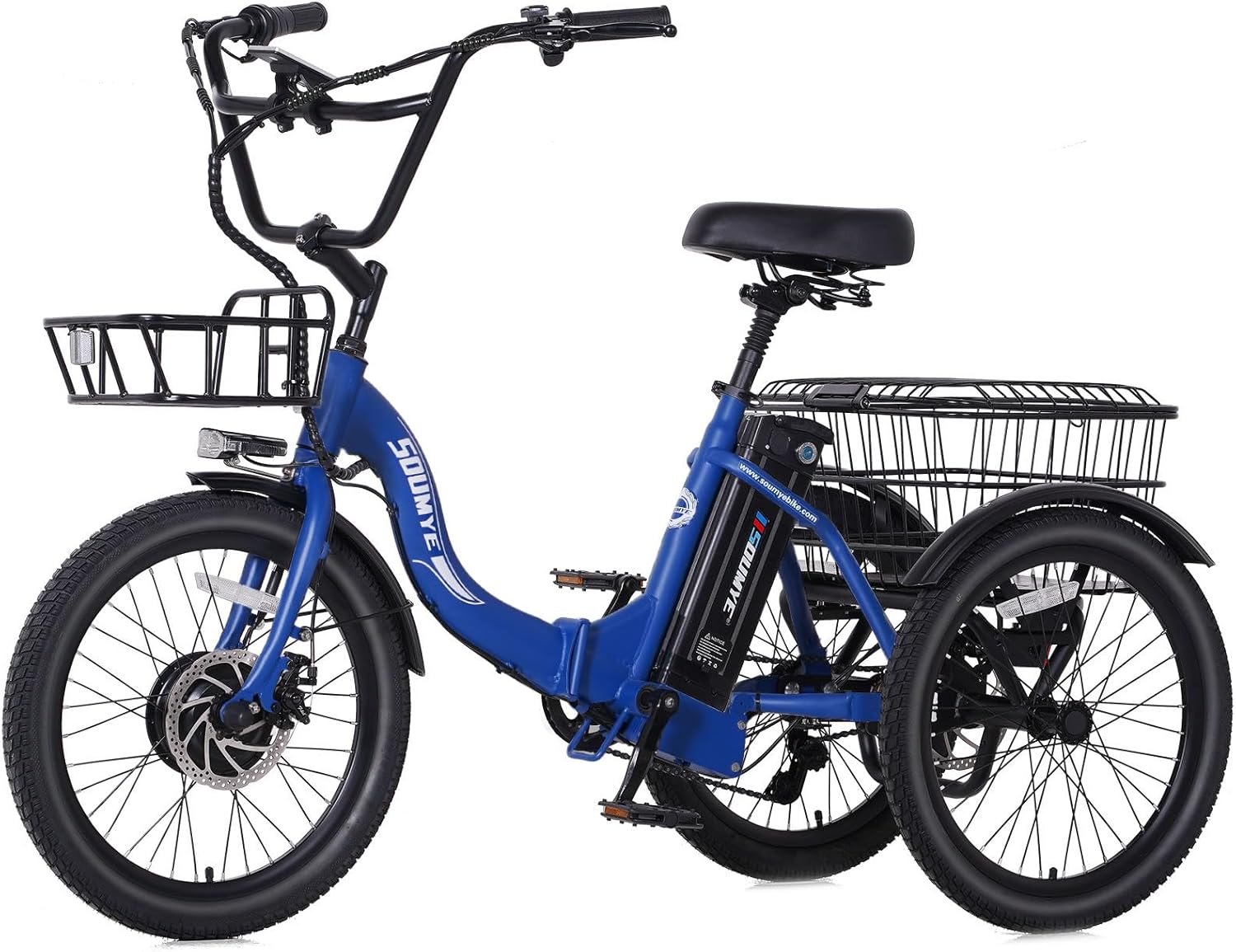 20" Folding Electric Tricycle, 350W Motor, Basket
