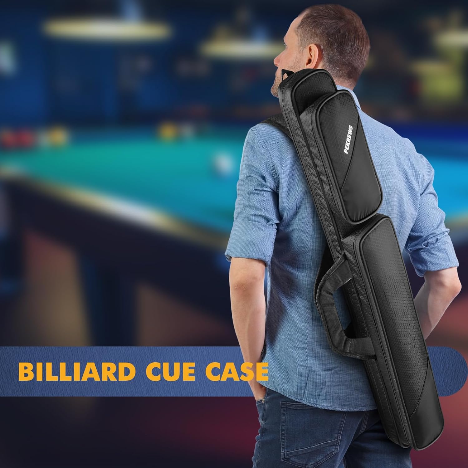 Billiard Cue Cover, 2x2, Polyester, Shoulder Strap