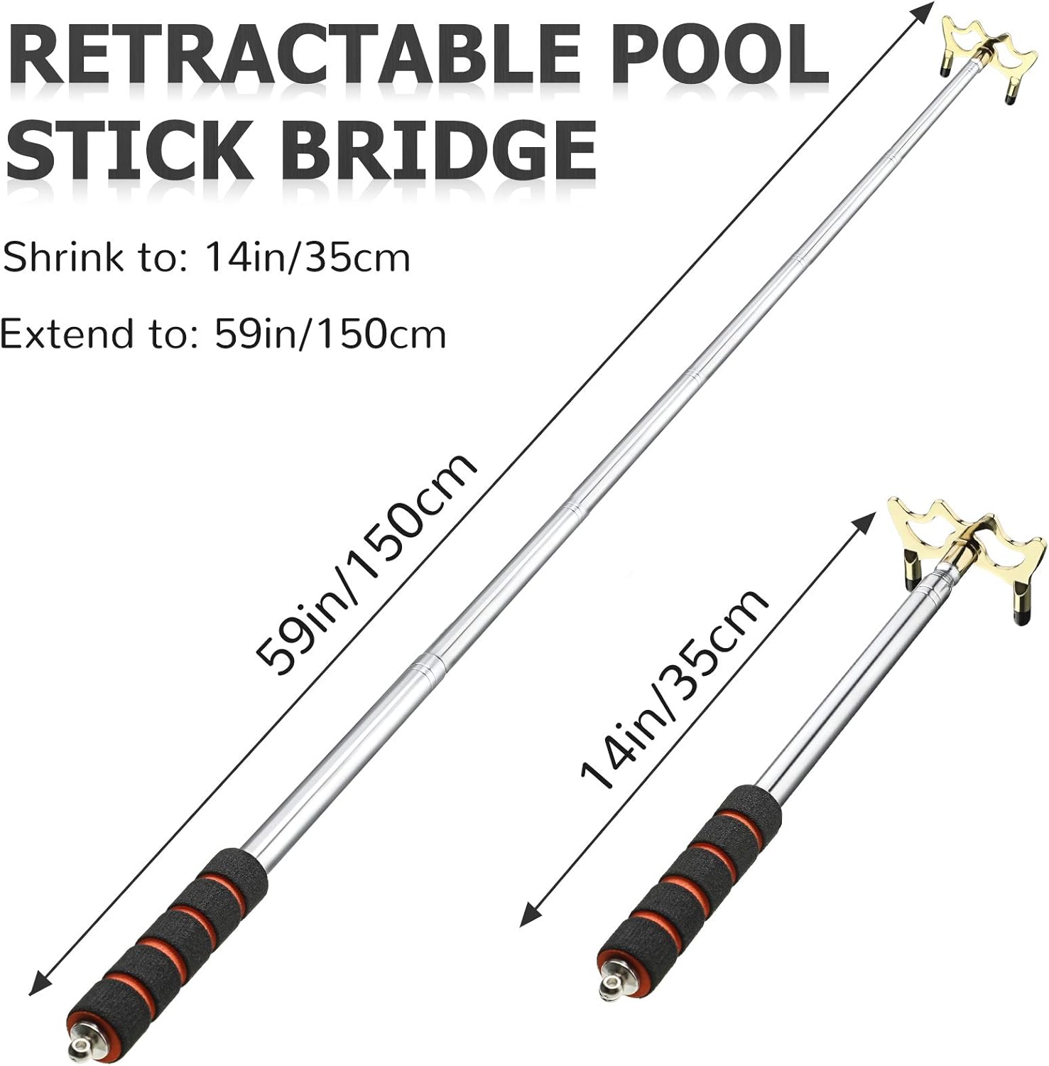 Billiard Cue Snooker Bridge Pool table accessories Retractable pool cue rack with removable brass bridge head