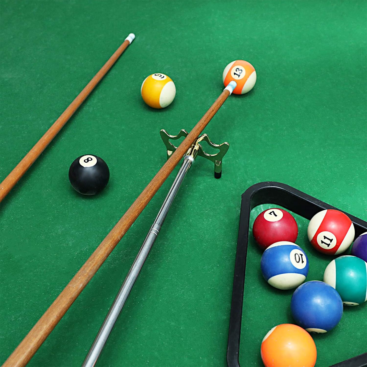 Billiard Cue Snooker Bridge Pool table accessories Retractable pool cue rack with removable brass bridge head