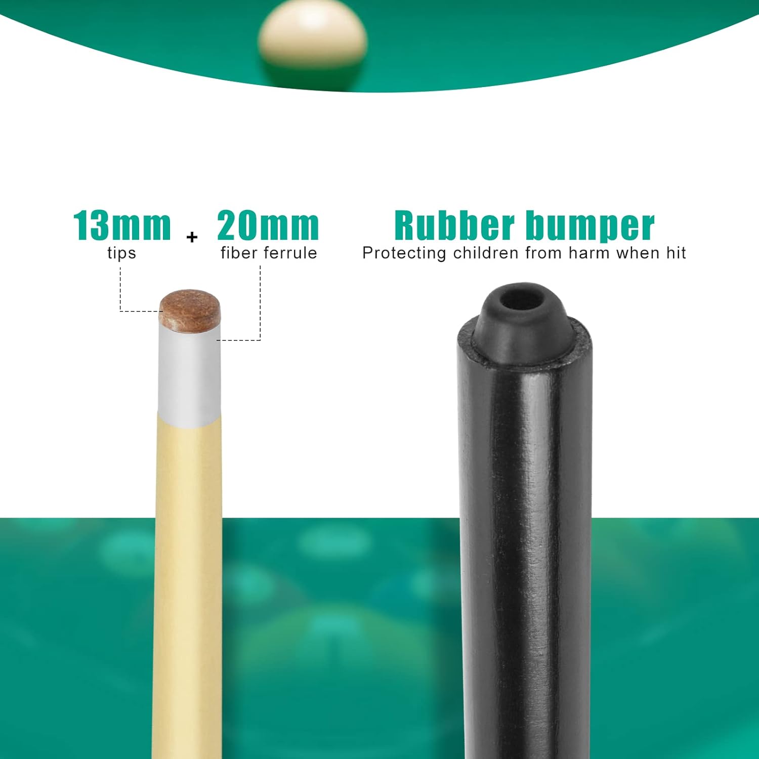 Custom 2 Pieces 12mm Glue Tip Kids Pool Cues