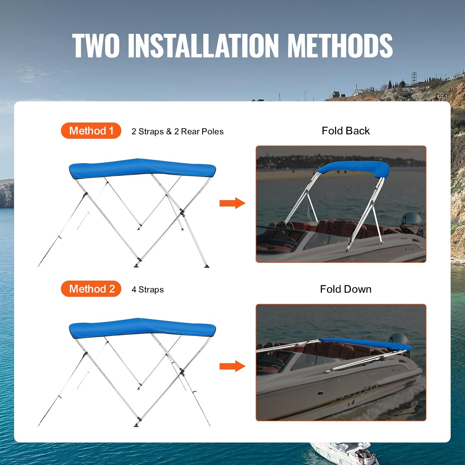 3 Bow / 4Bow Boat Tops, 900D Polyester Canopy