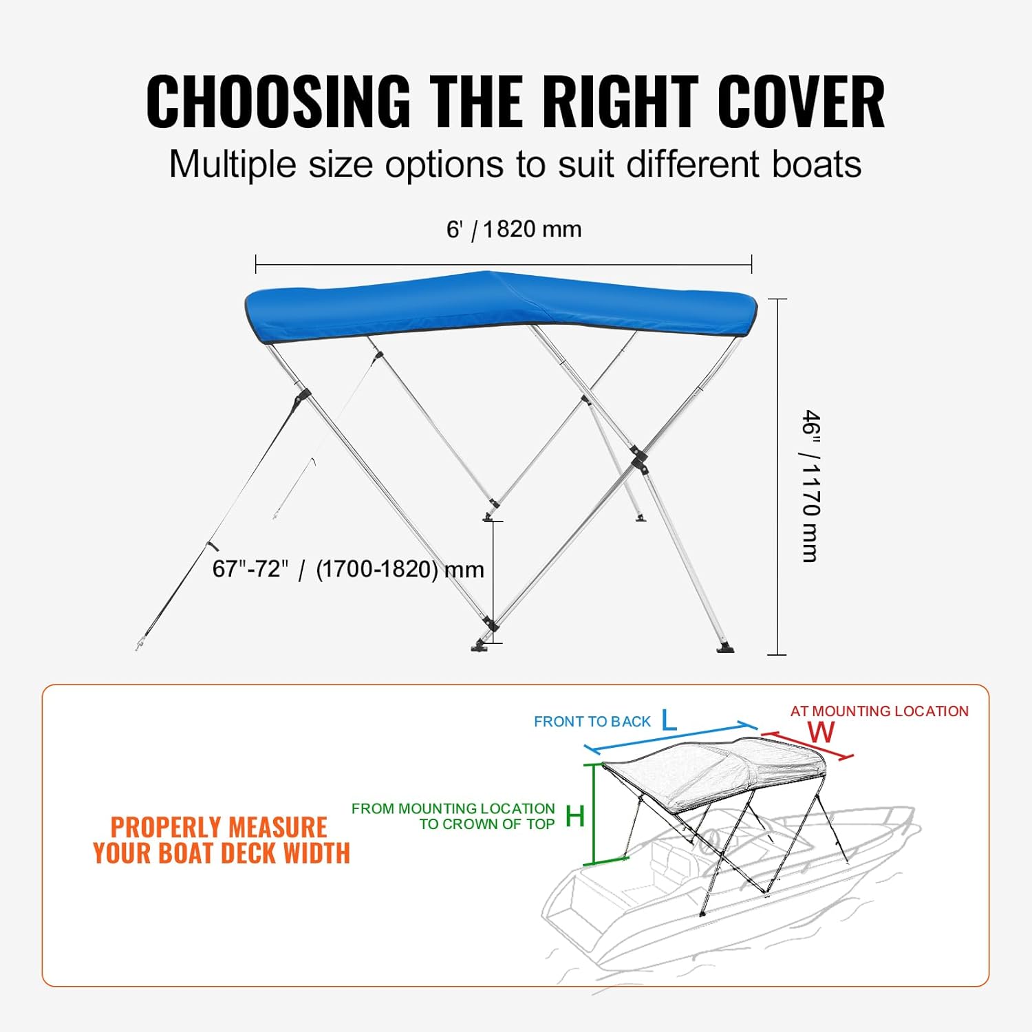 3 Bow / 4Bow Boat Tops, 900D Polyester Canopy