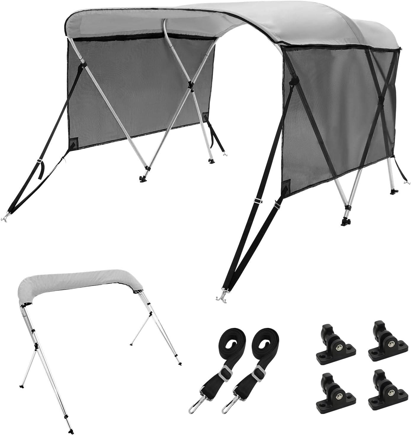 3 Bow Top Boat Cover, Removable Mesh Sidewalls