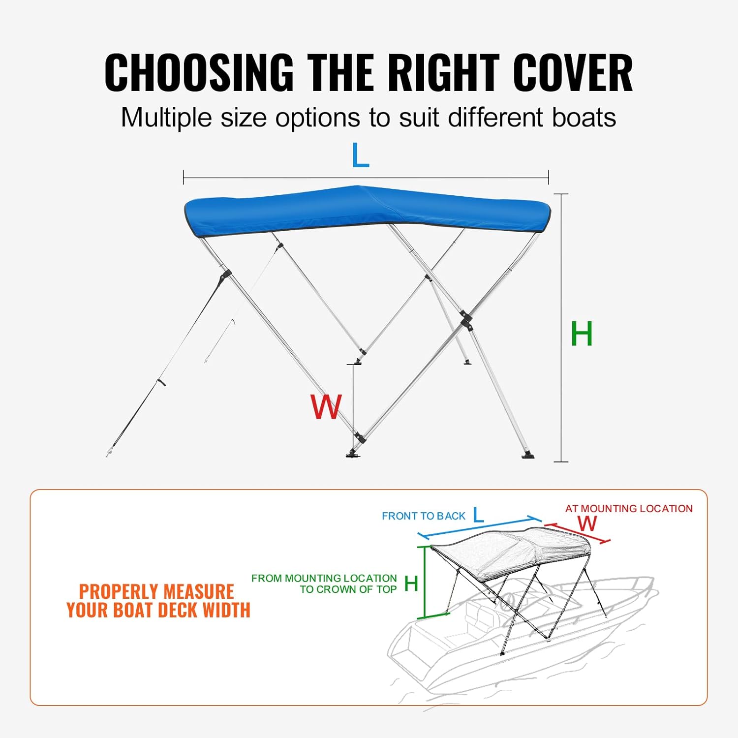 3 Bow Top Boat Cover, 900D Polyester Canopy