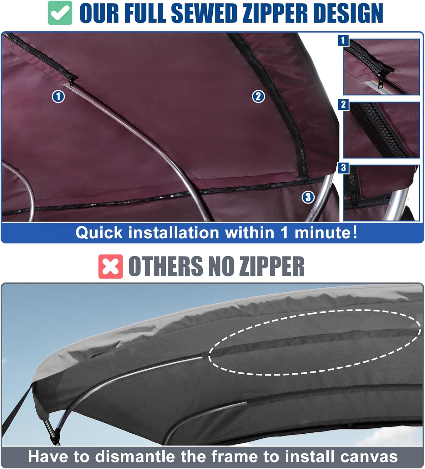 1 Set 600D 4 Bow Top Replacement Cover