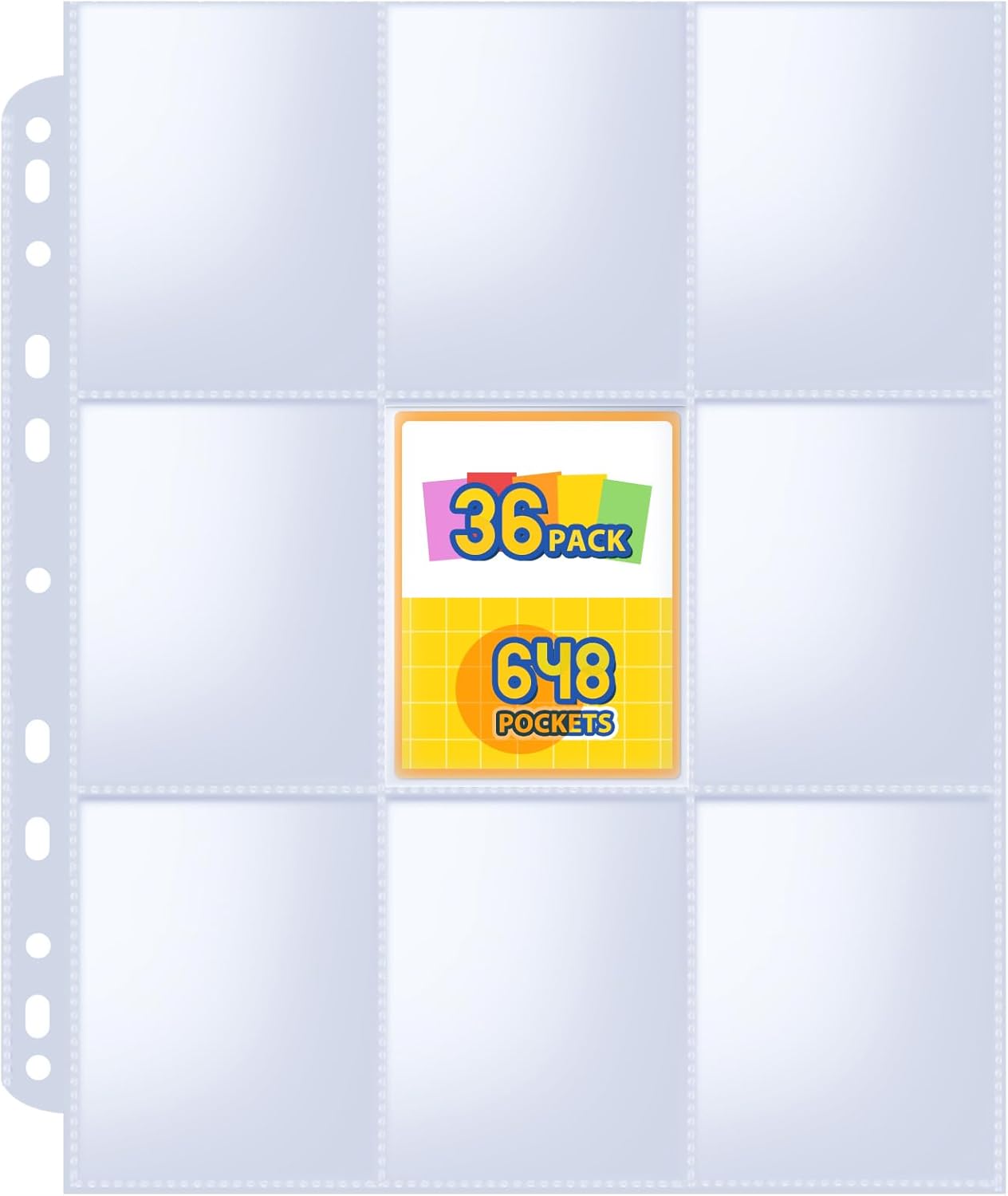 36 Pack Trading Card Holder, 9 Pocket Card Holder Binder