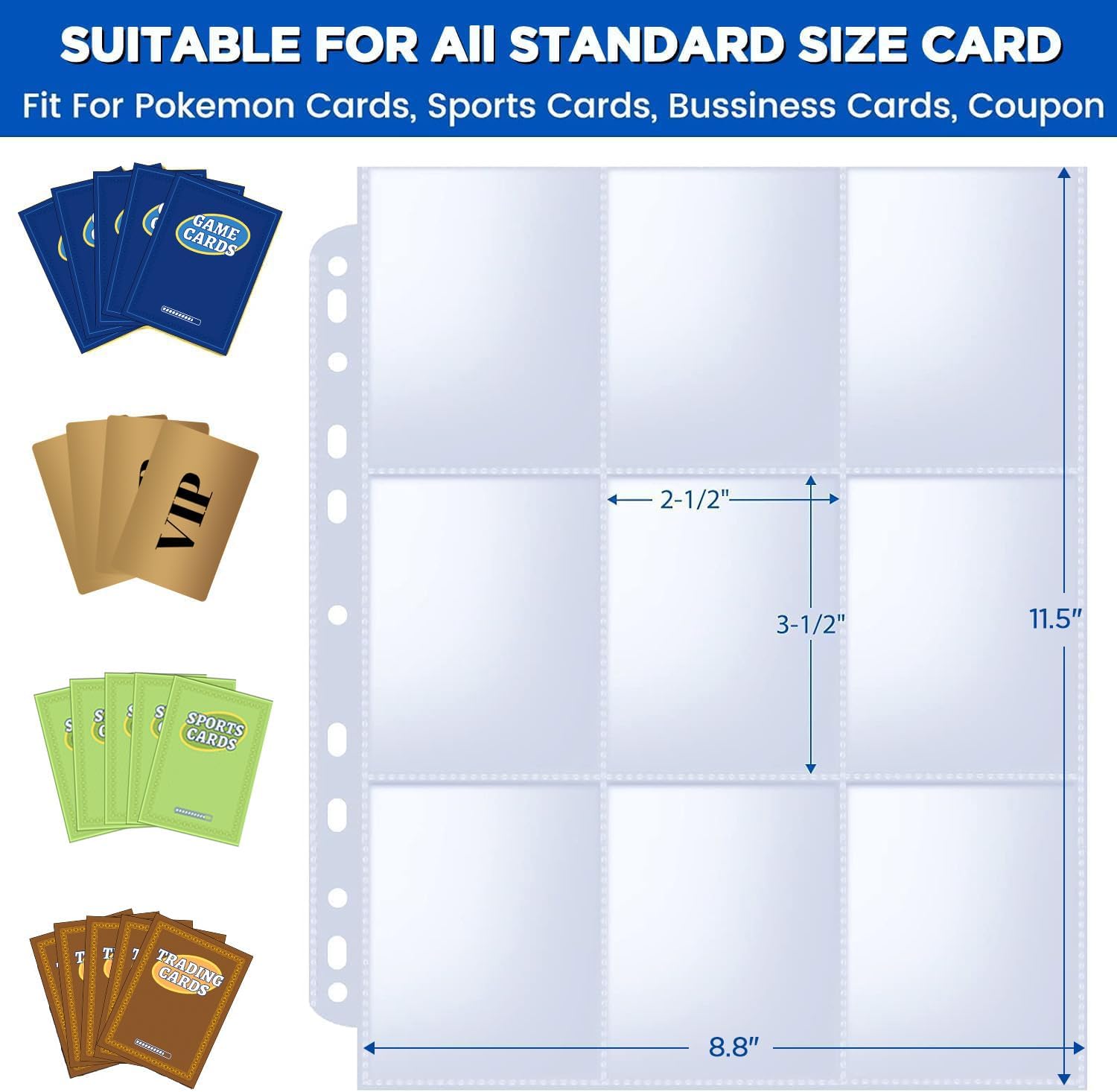 36 Pack Trading Card Holder, 9 Pocket Card Holder Binder