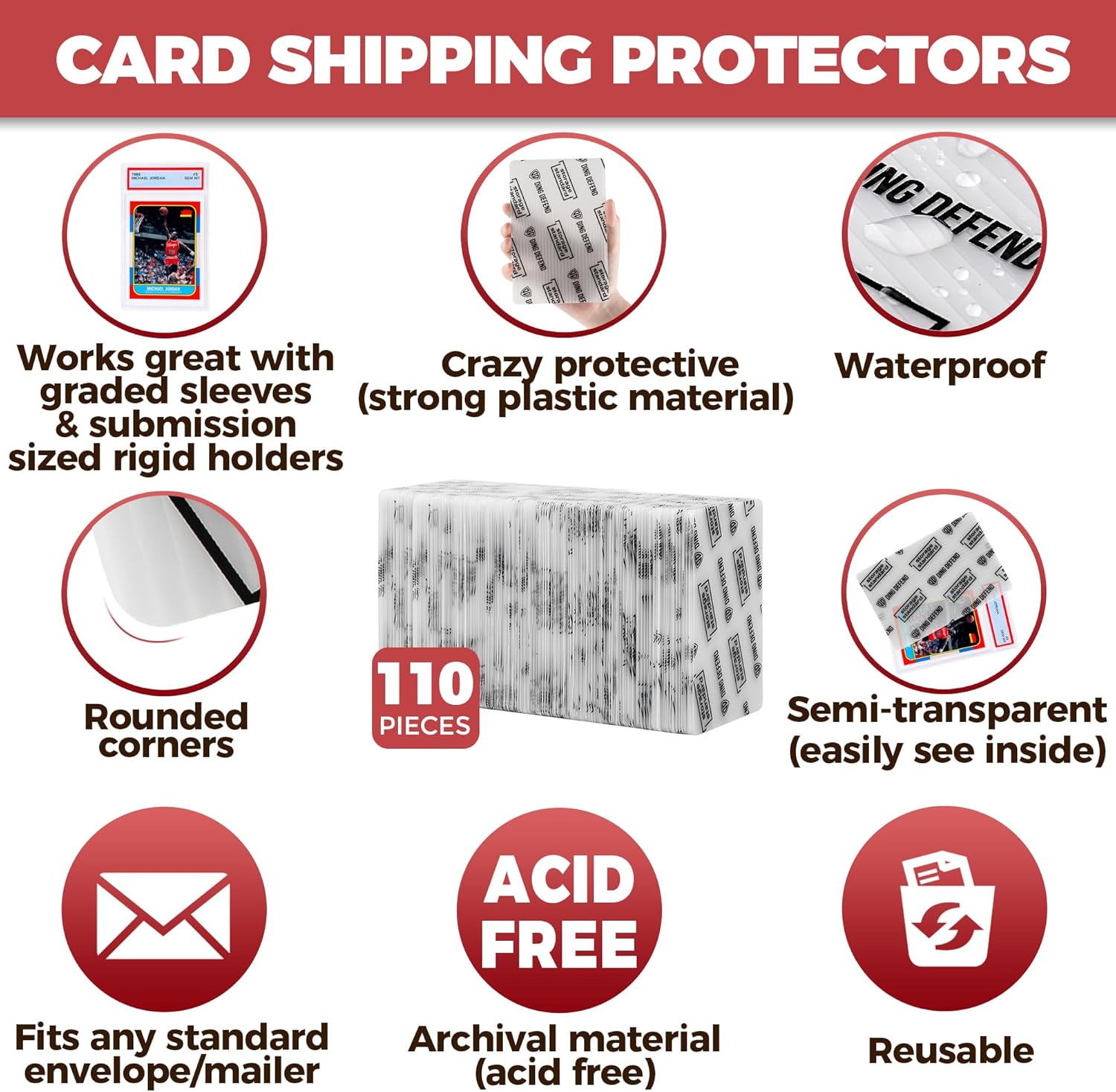 110 pcs Card Protectors, 4" x 6" Card Holders