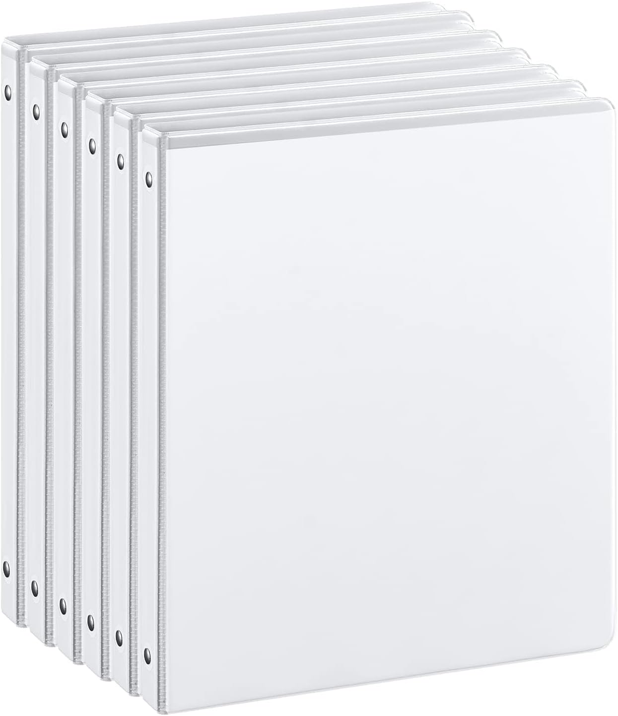 0.5 Inch (Approx. 1.3 cm) 3-Ring Binder with 2 Interior Pockets, 0.5 Inch (Approx. 1.3 cm) Basic Binder Holds U.S. Alphabet Letters Measures 8.5 Inch (Approx. 21.9 cm) x 11 Inch (Approx. 21.9 cm), For Office/Home/Back to School, 6-Pack (White)