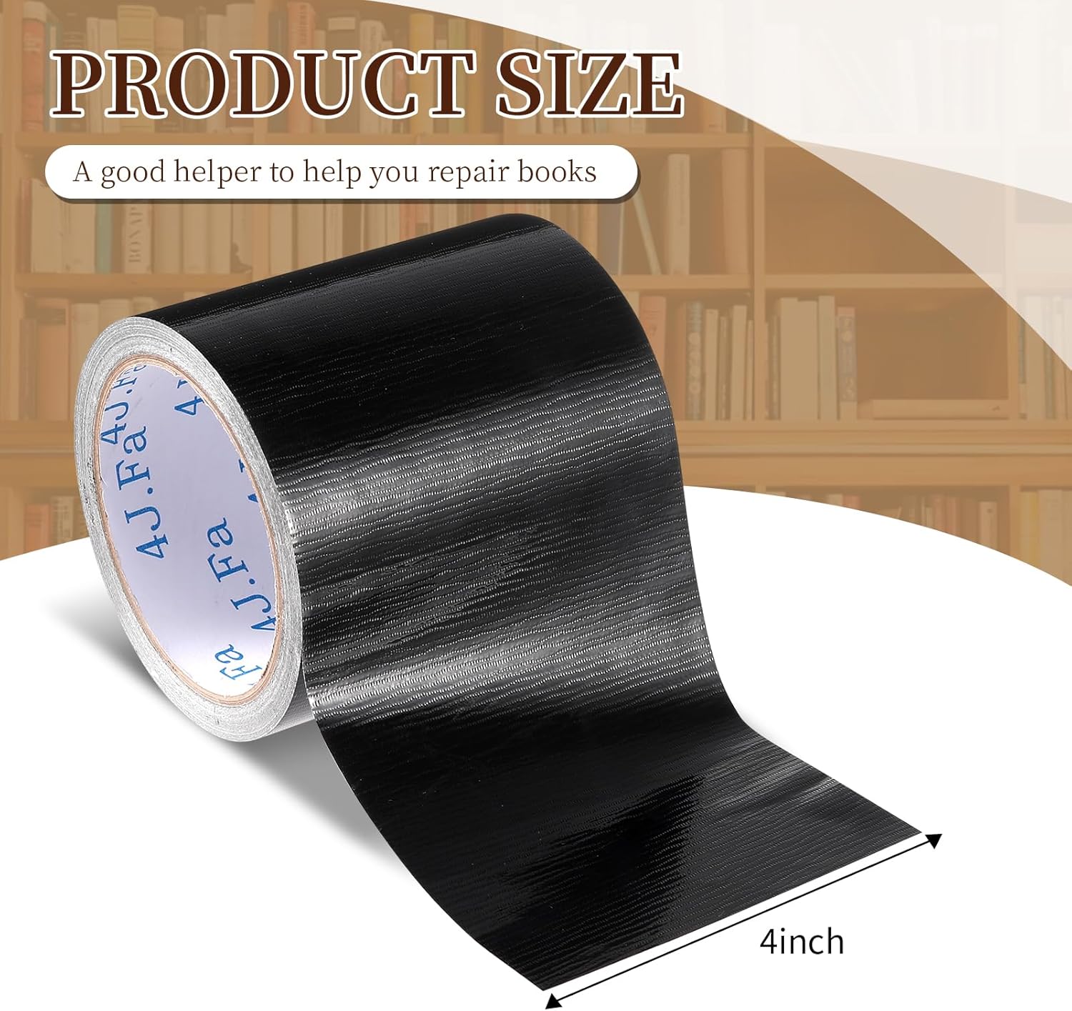 4 inches (approx. 10.2 cm) black book binding tape 540 inches (approx. 137.2 cm) spine tape cloth book repair tape library supplies book tape thick book tape used to cover hard back breakage with book stitching office art (200u)