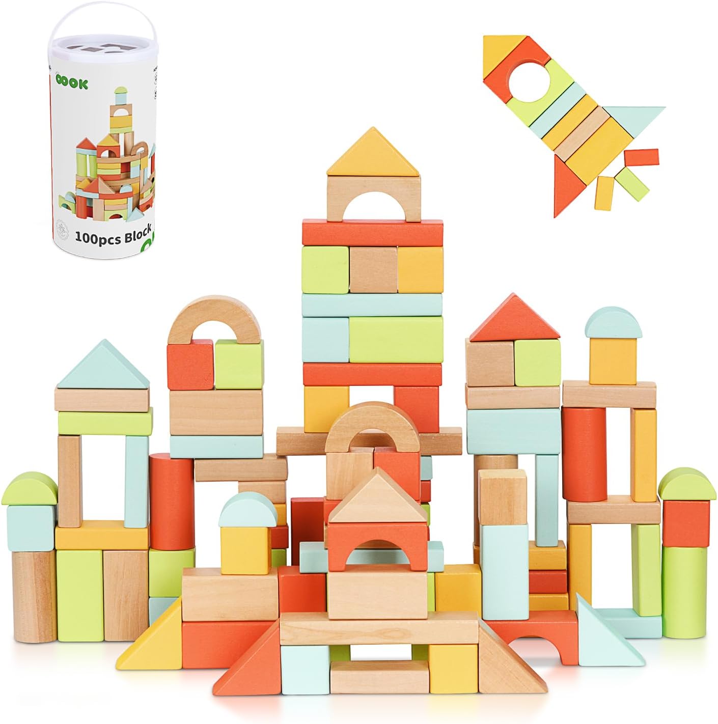1 Toddler Blocks, 1-3 Years Wooden Blocks