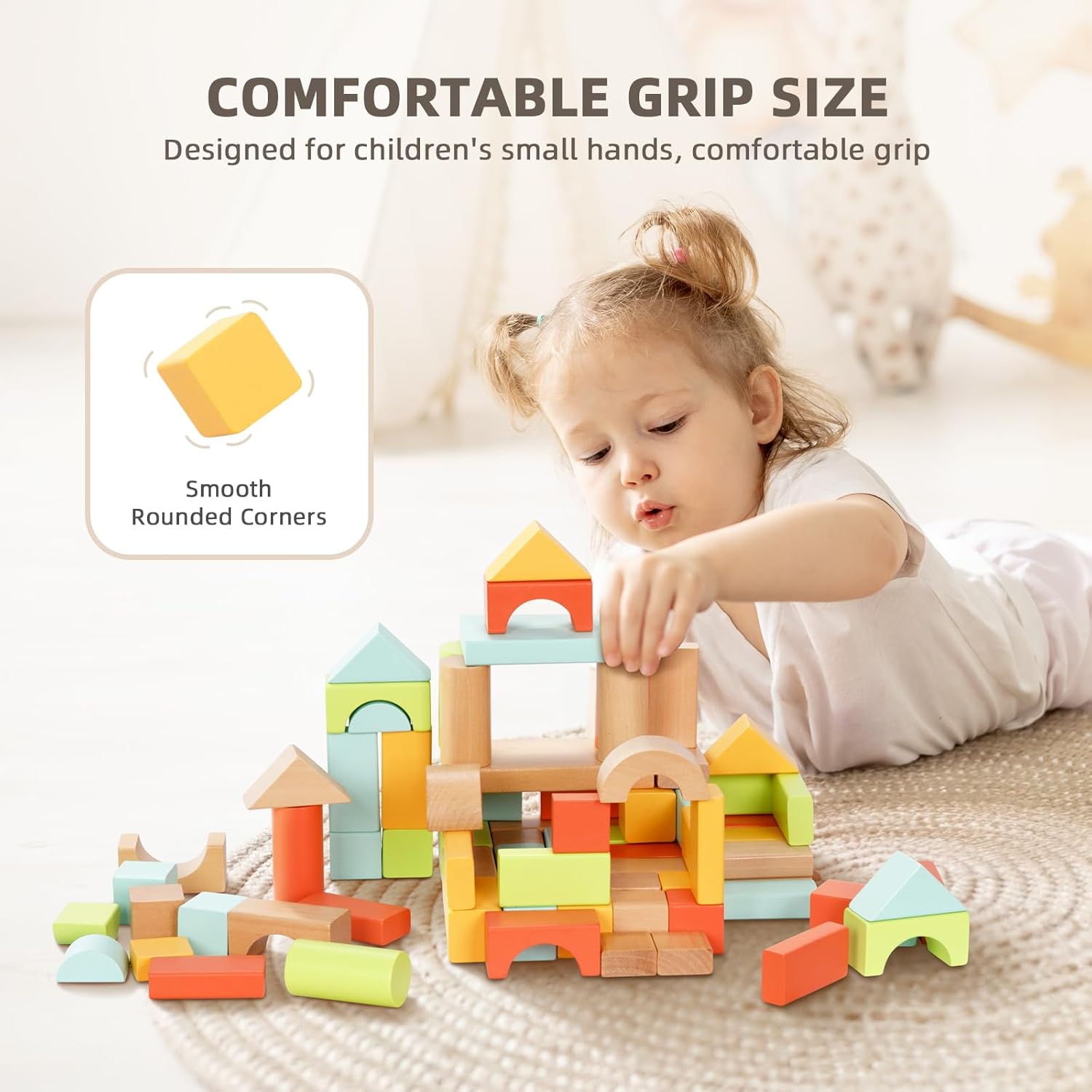 1 Toddler Blocks, 1-3 Years Wooden Blocks