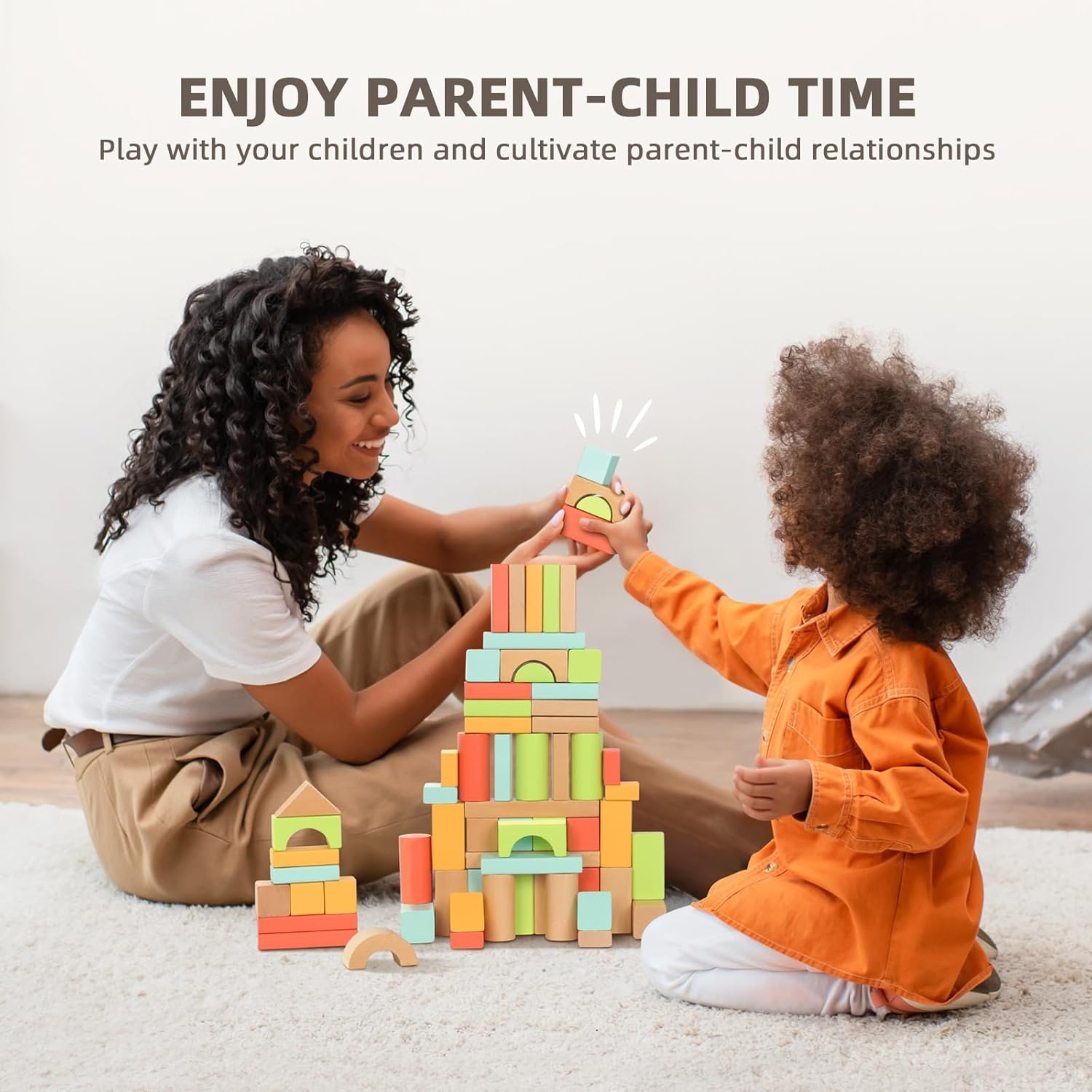 1 Toddler Blocks, 1-3 Years Wooden Blocks