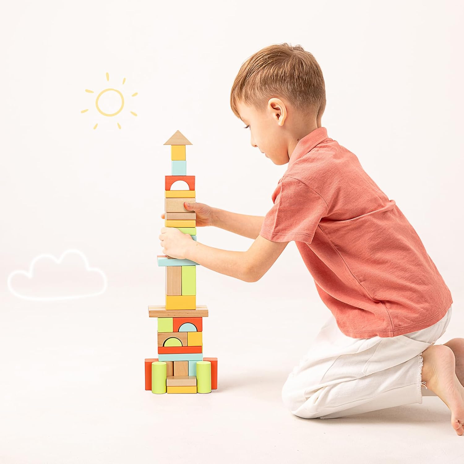 1 Toddler Blocks, 1-3 Years Wooden Blocks