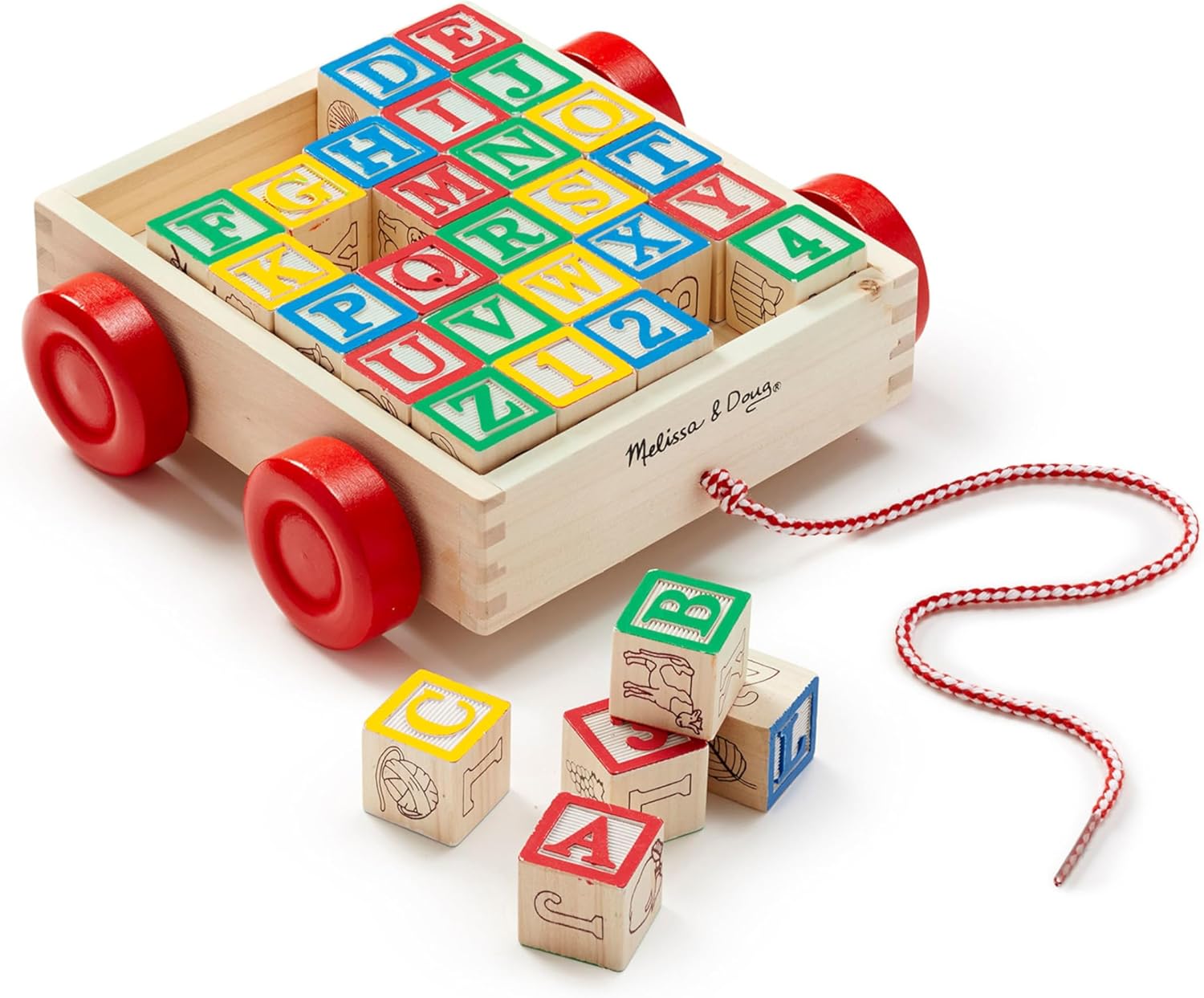 Classic ABC Wooden Building Blocks Stroller Puzzle