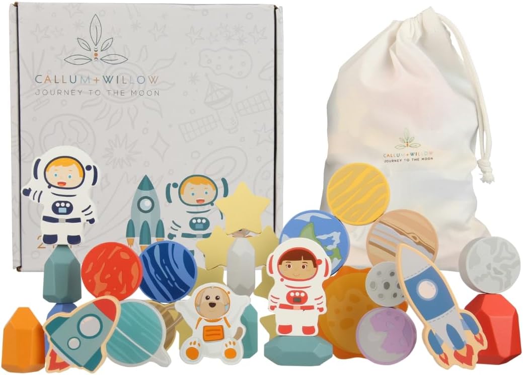 Pack Toddler Wooden Blocks Space Gift