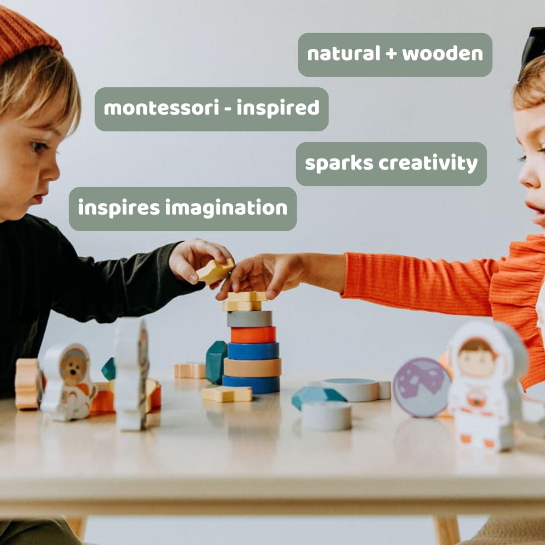 Pack Toddler Wooden Blocks Space Gift