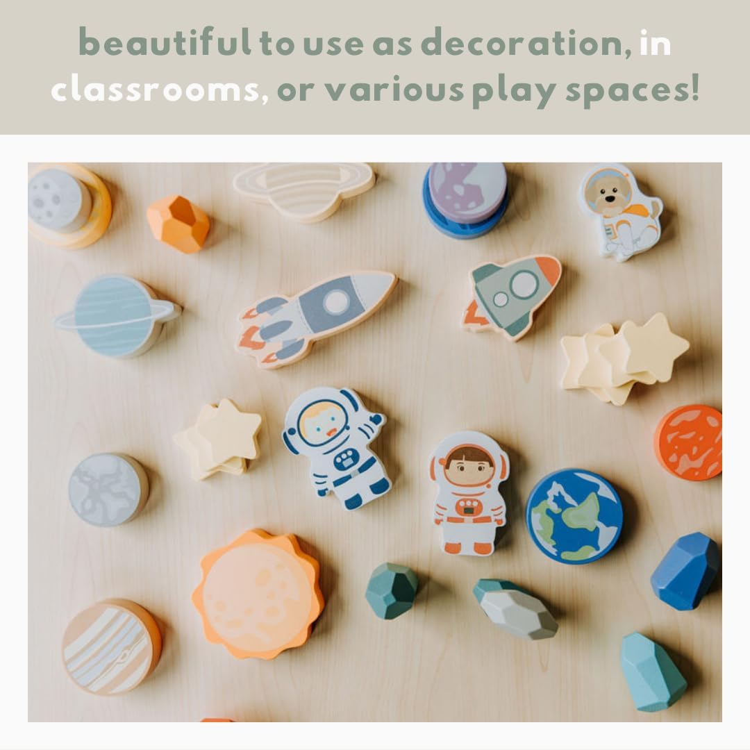 Pack Toddler Wooden Blocks Space Gift