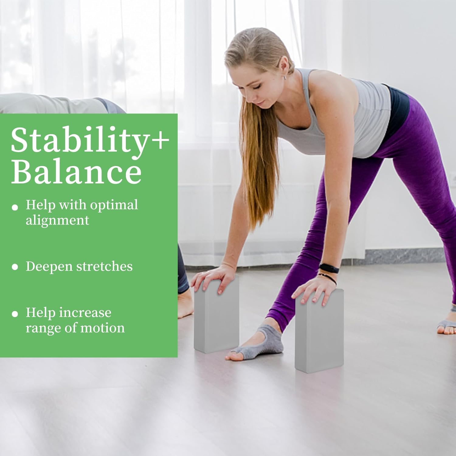 2 Piece Yoga Blocks Set Premium EVA Foam for Yoga Pilates Stretching