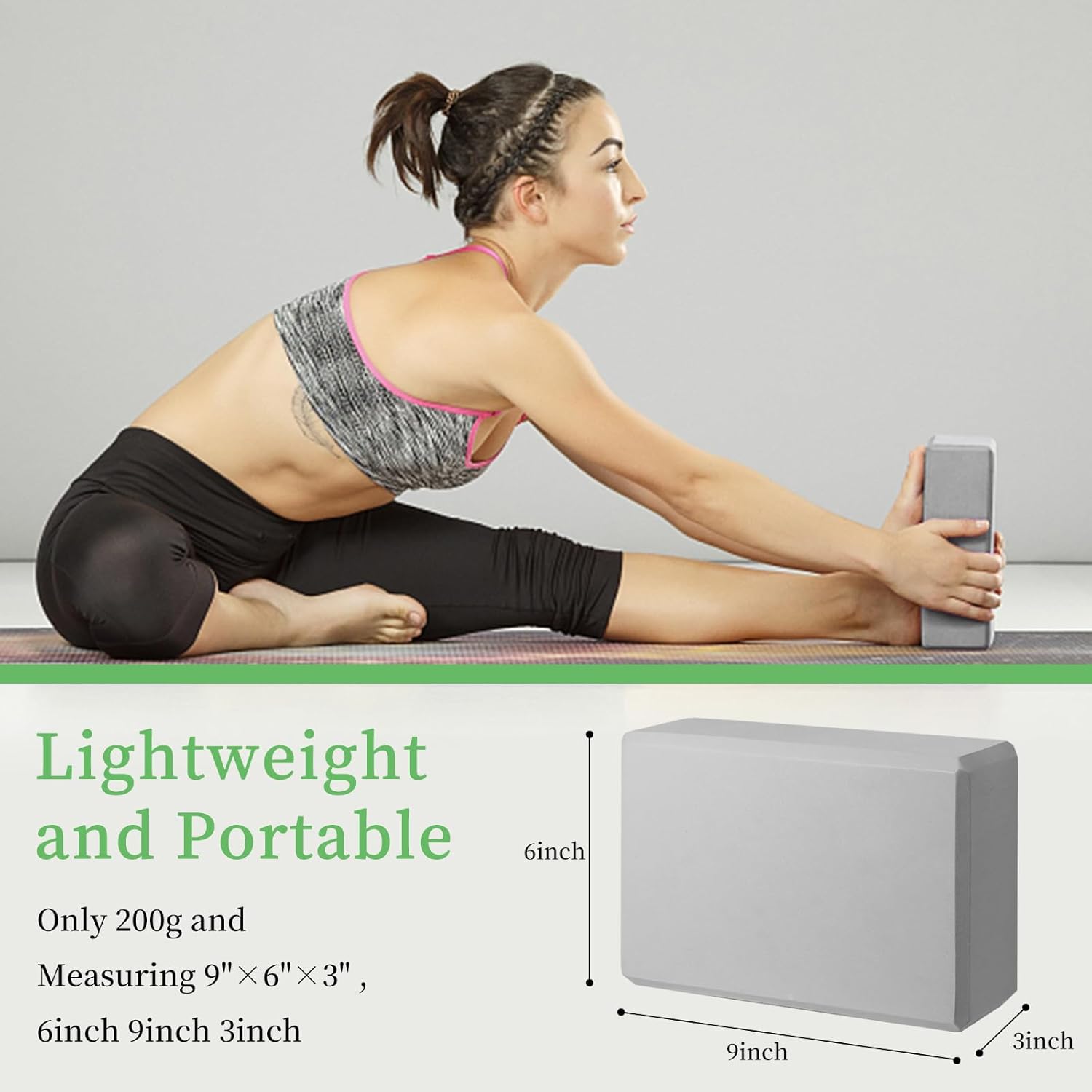 2 Piece Yoga Blocks Set Premium EVA Foam for Yoga Pilates Stretching