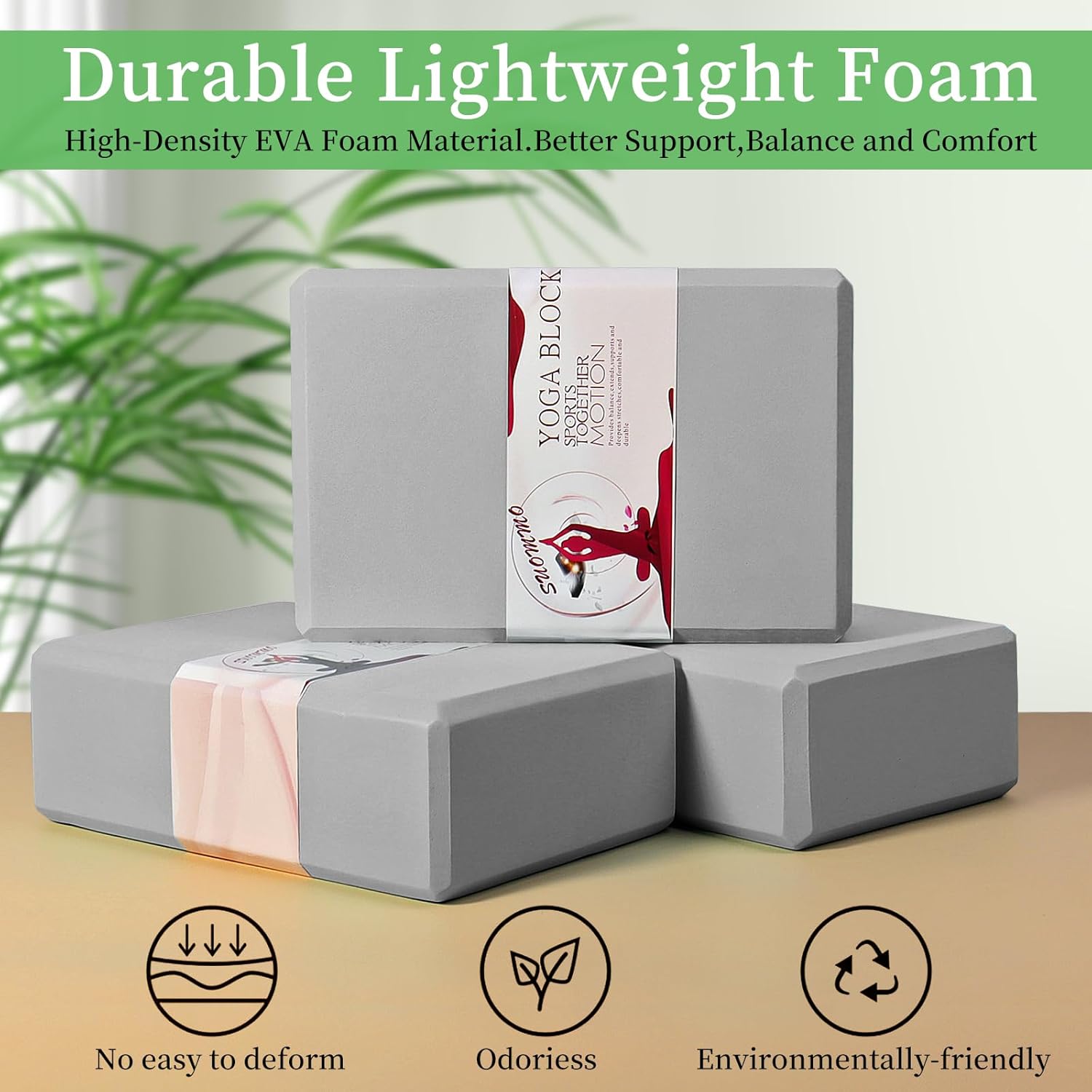 2 Piece Yoga Blocks Set Premium EVA Foam for Yoga Pilates Stretching