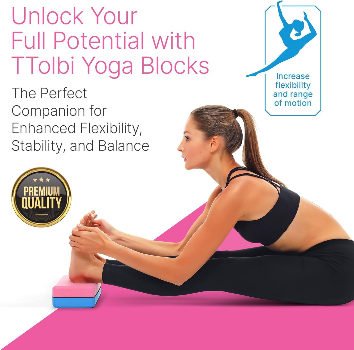 2 Piece Yoga Blocks Set Non Slip EVA Foam Dance StreBand