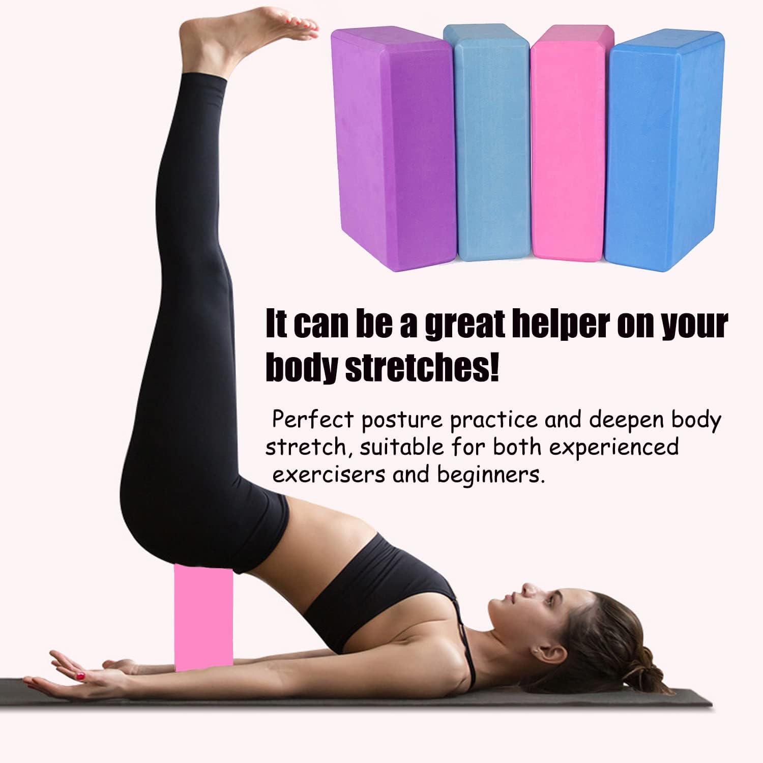 9 x 6 x 3 inch 4 Pack Yoga Blocks High Density Foam