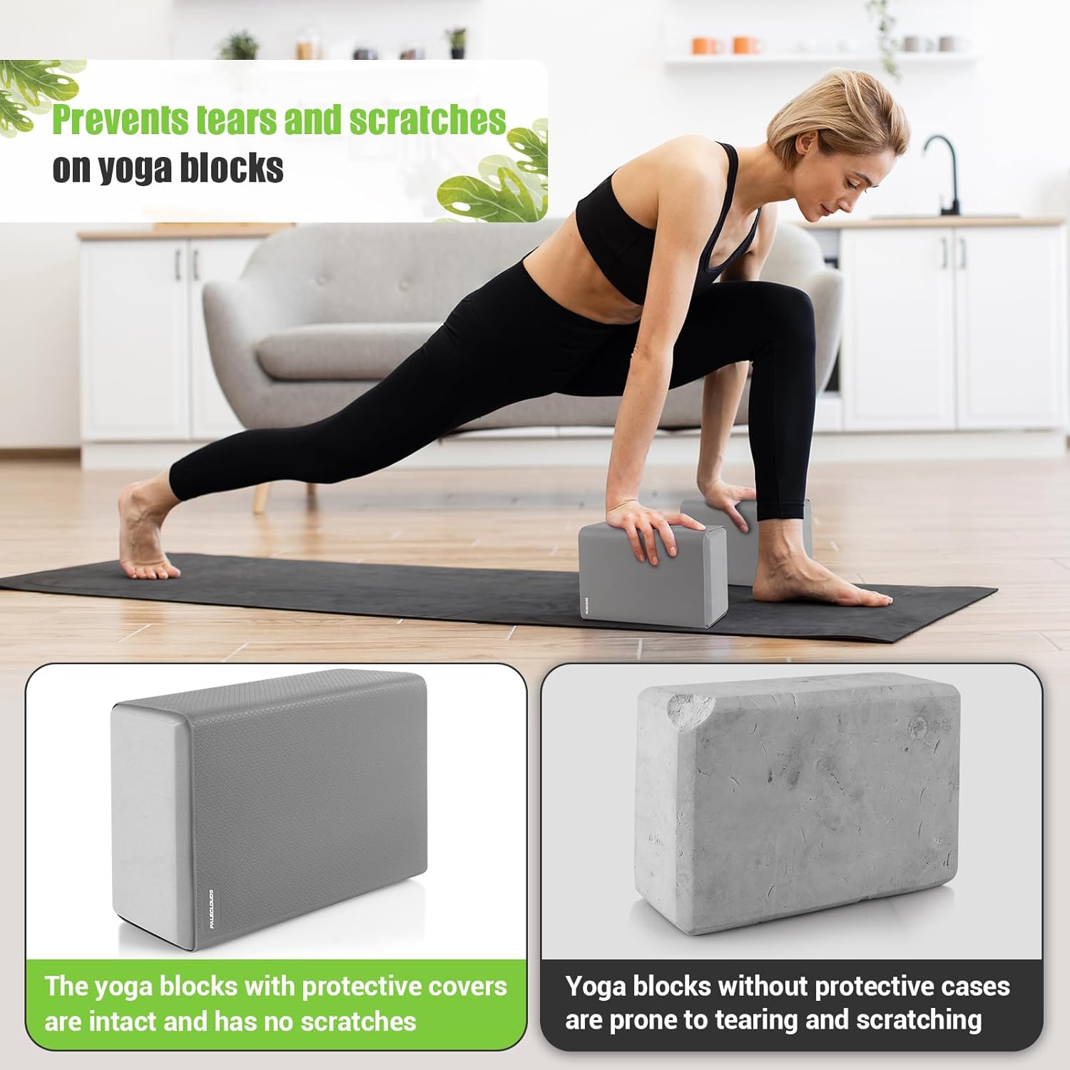 Yoga Blocks with Silicone Cover Premium EVA Foam Non Slip