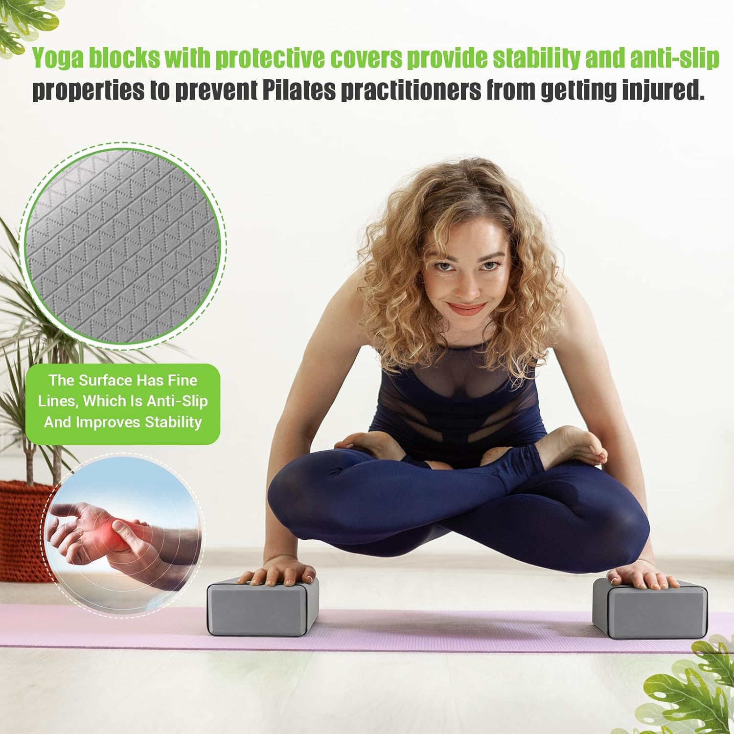 Yoga Blocks with Silicone Cover Premium EVA Foam Non Slip