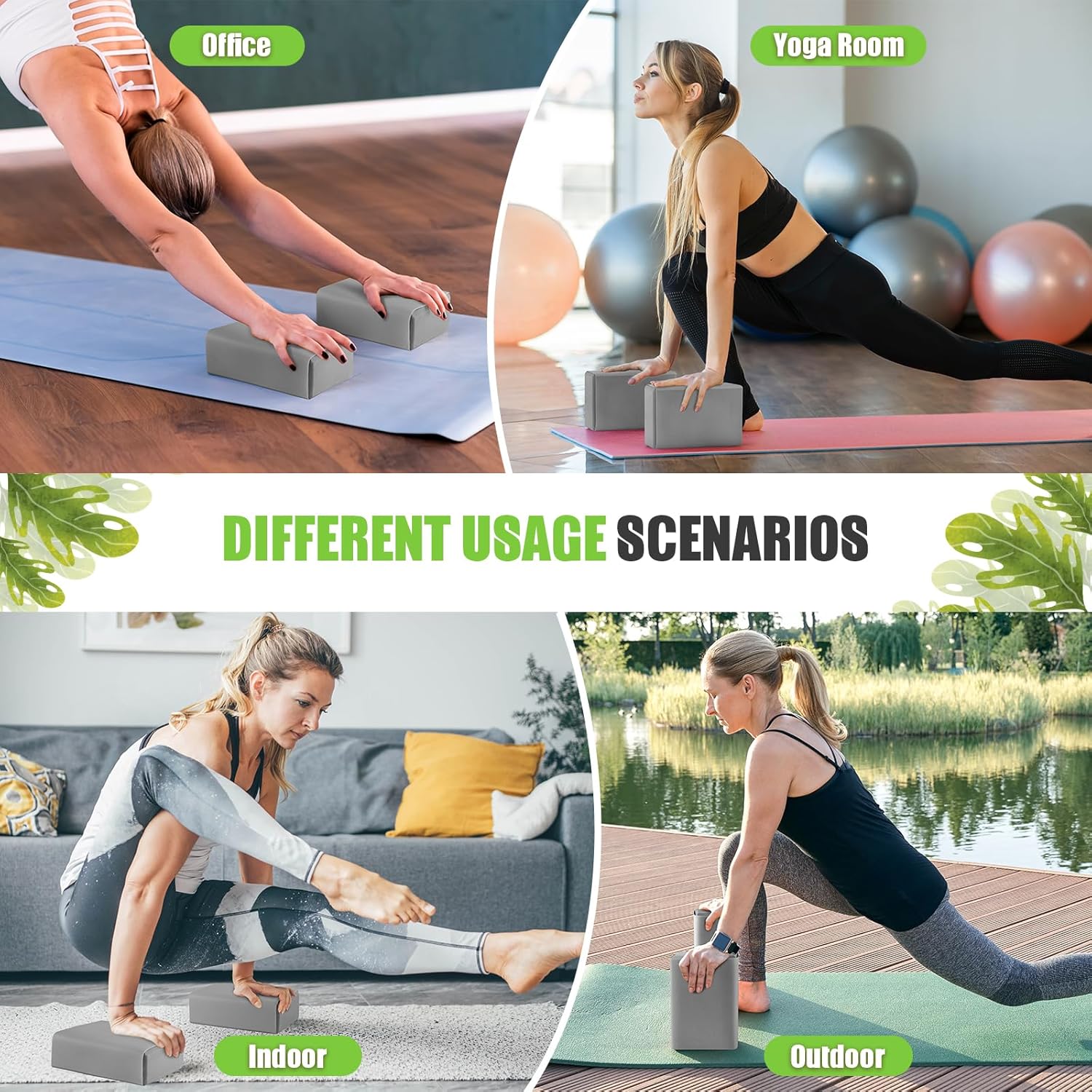 Yoga Blocks with Silicone Cover Premium EVA Foam Non Slip