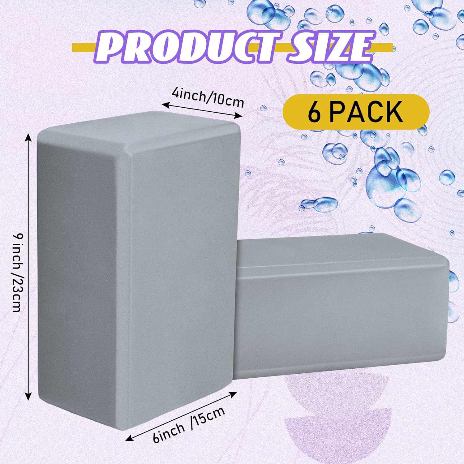 6 Piece Yoga Blocks 9 x 6 x 4 inches EVA Foam Yoga Props