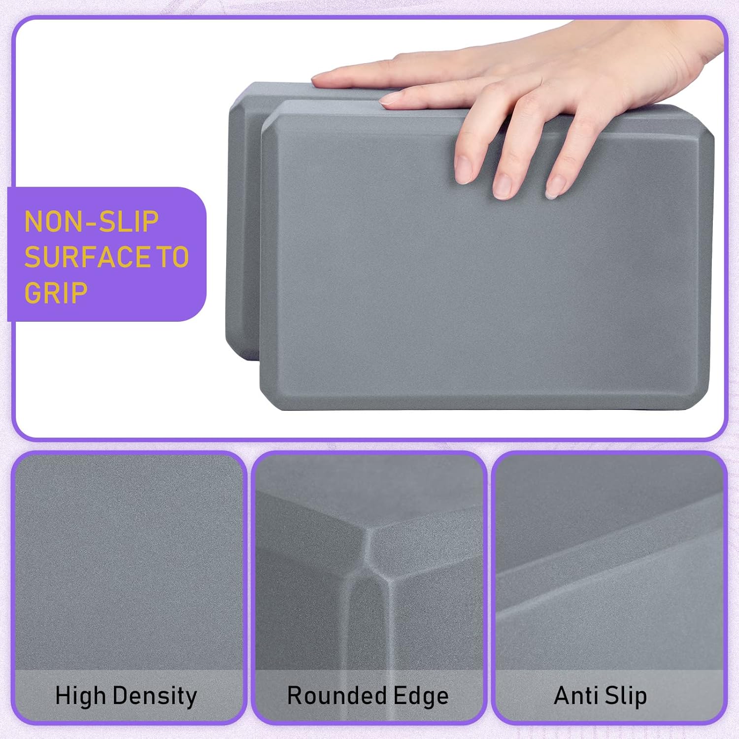 6 Piece Yoga Blocks 9 x 6 x 4 inches EVA Foam Yoga Props