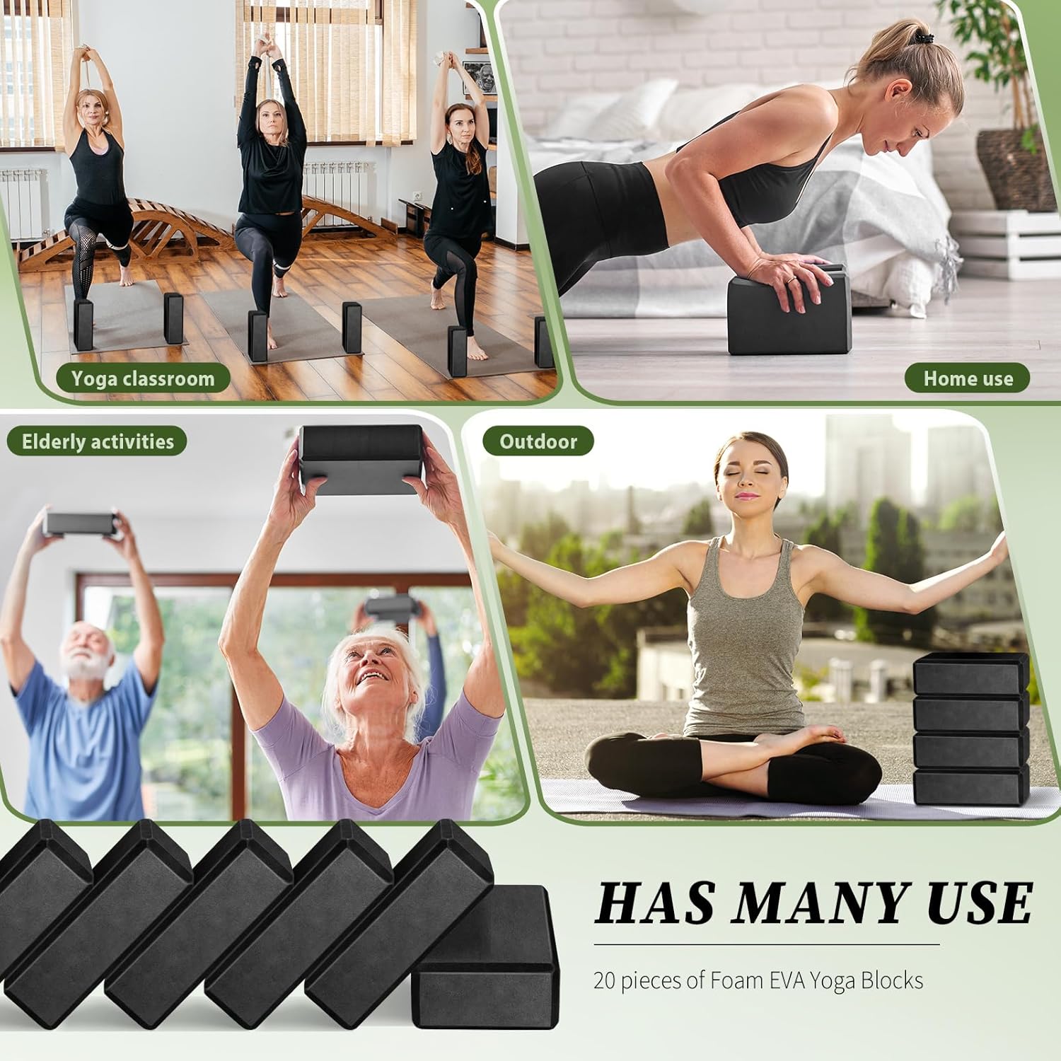 20 Piece Foam EVA Yoga Blocks High Density Anti Slip