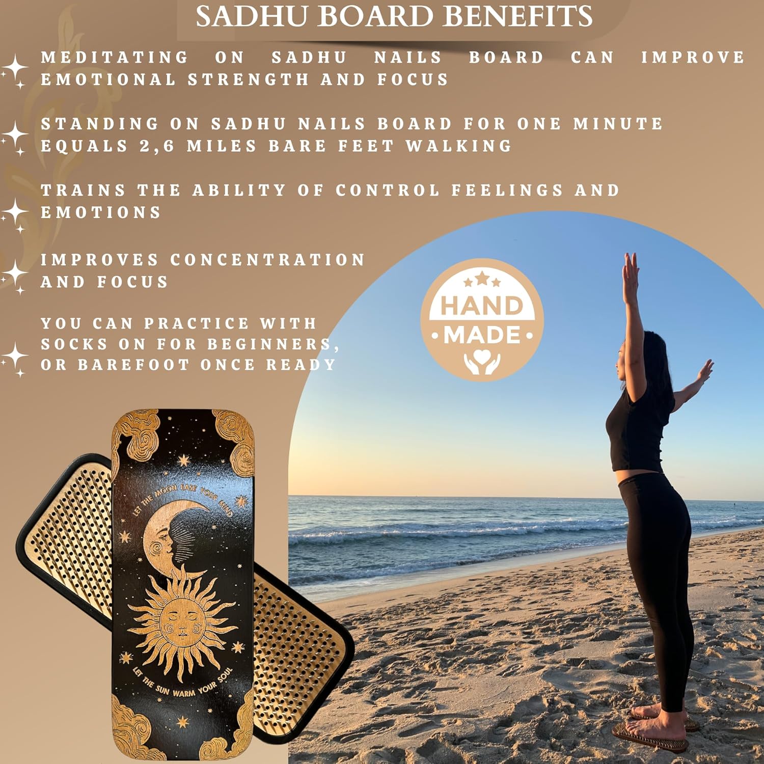 Sadhu Board 8mm Hexagonal High Quality Nails Yoga Gifts