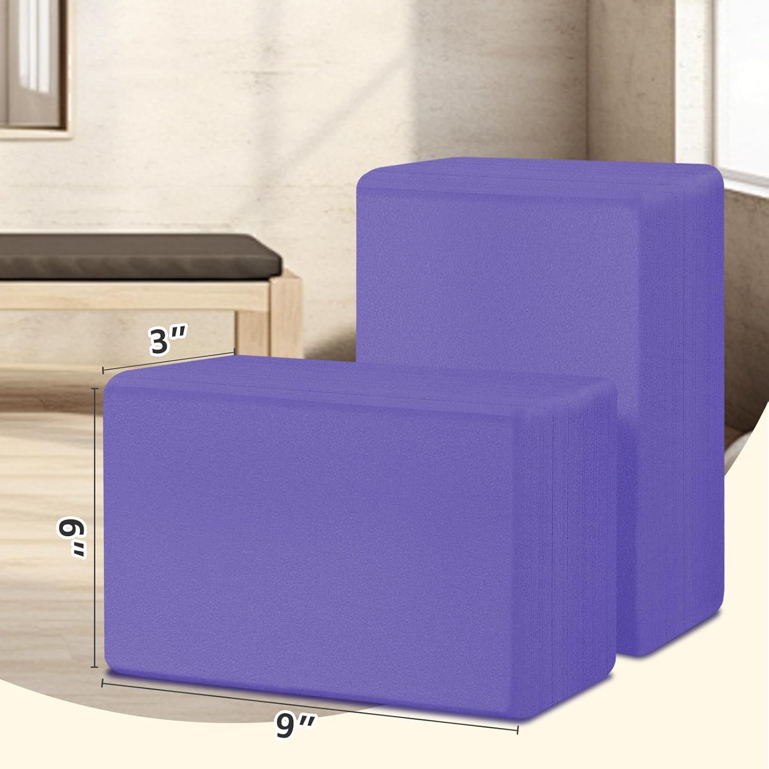2 Pack Yoga Blocks EVA Foam High Density Non Slip