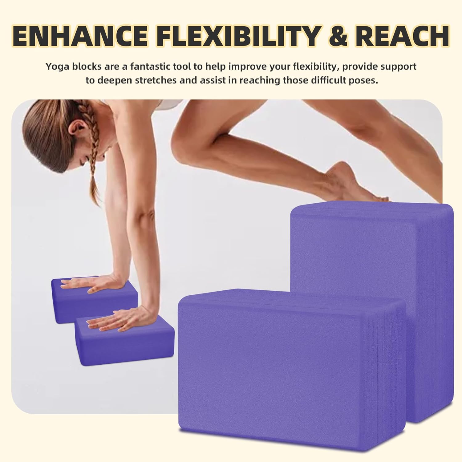 2 Pack Yoga Blocks EVA Foam High Density Non Slip