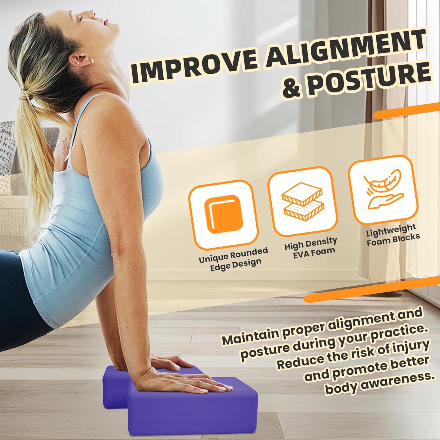 2 Pack Yoga Blocks EVA Foam High Density Non Slip