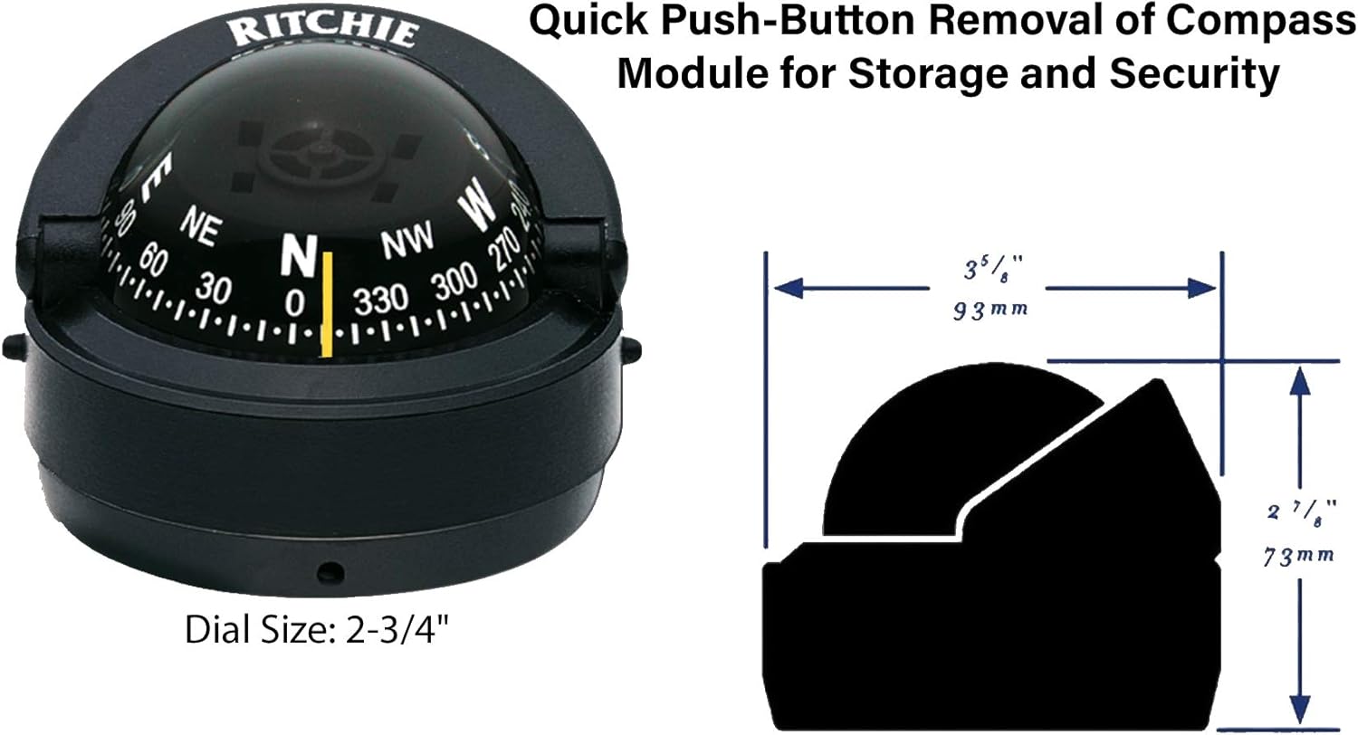 2 3/4 inch Explorer Compass with Surface Mount