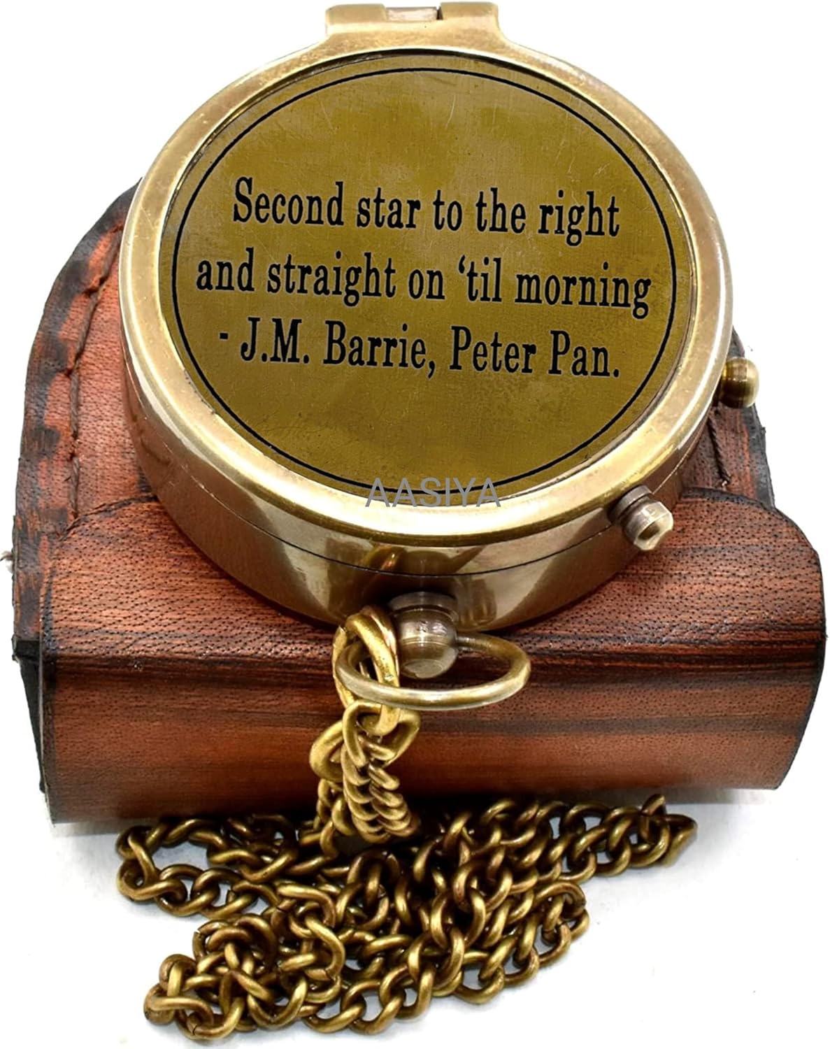 Brass Vintage Pocket Compass with Leather Case