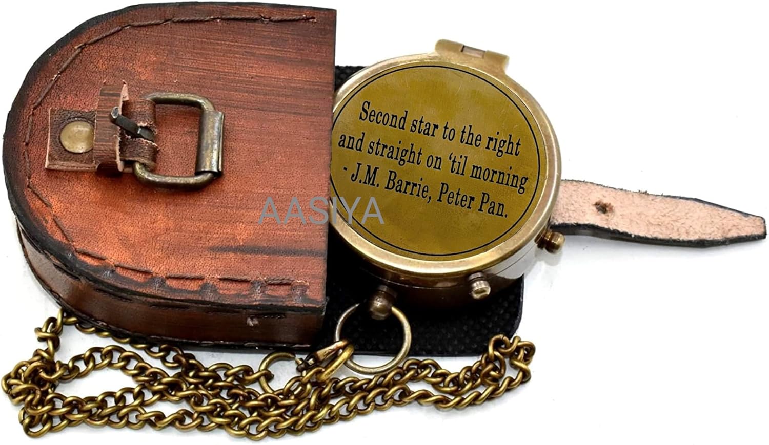 Brass Vintage Pocket Compass with Leather Case