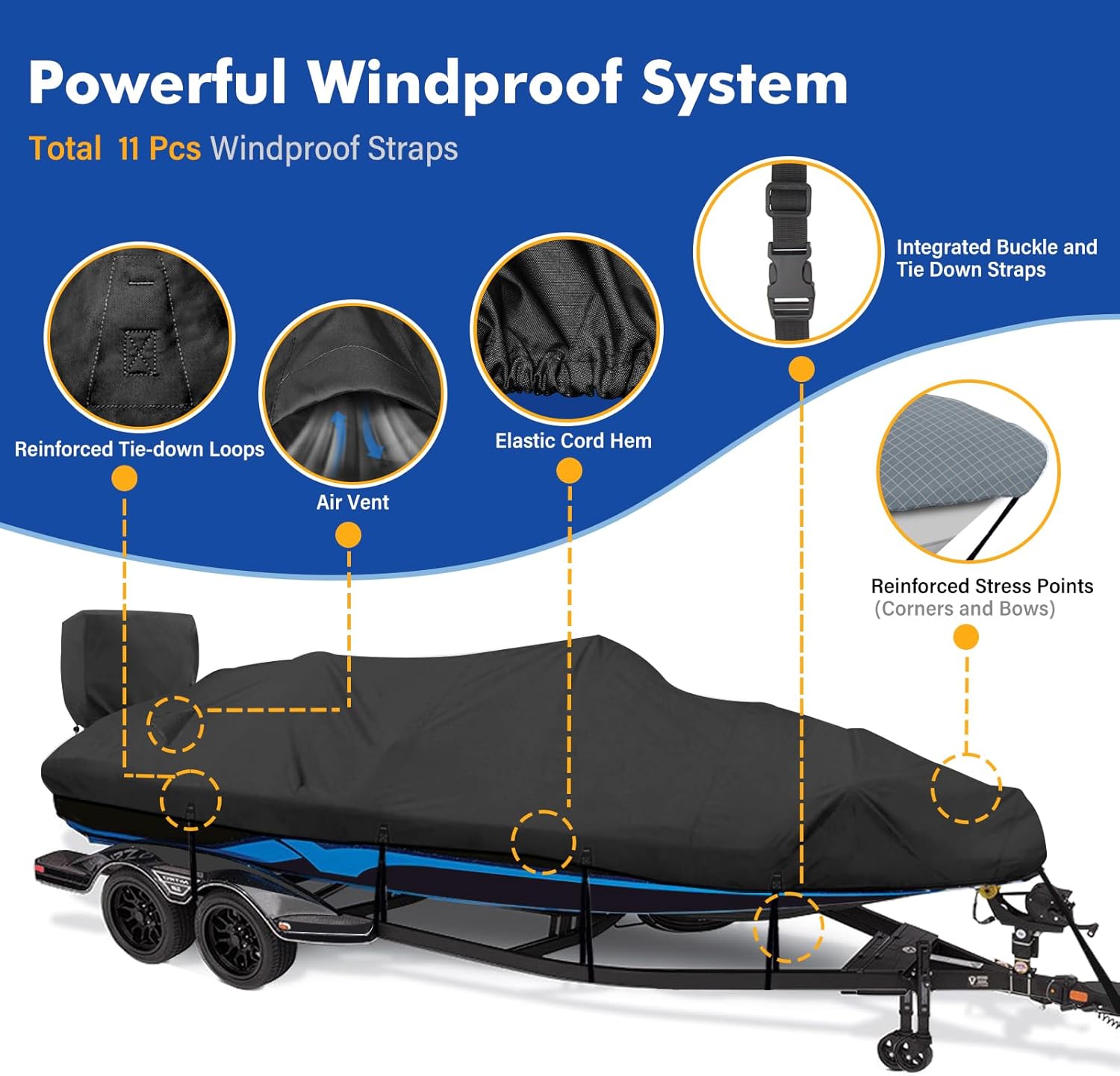Boat Cover 16-15 ft., 1200D Waterproof