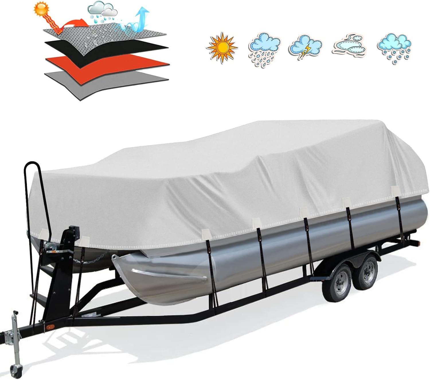 Trailerable 1200D PU Pontoon Boat Cover